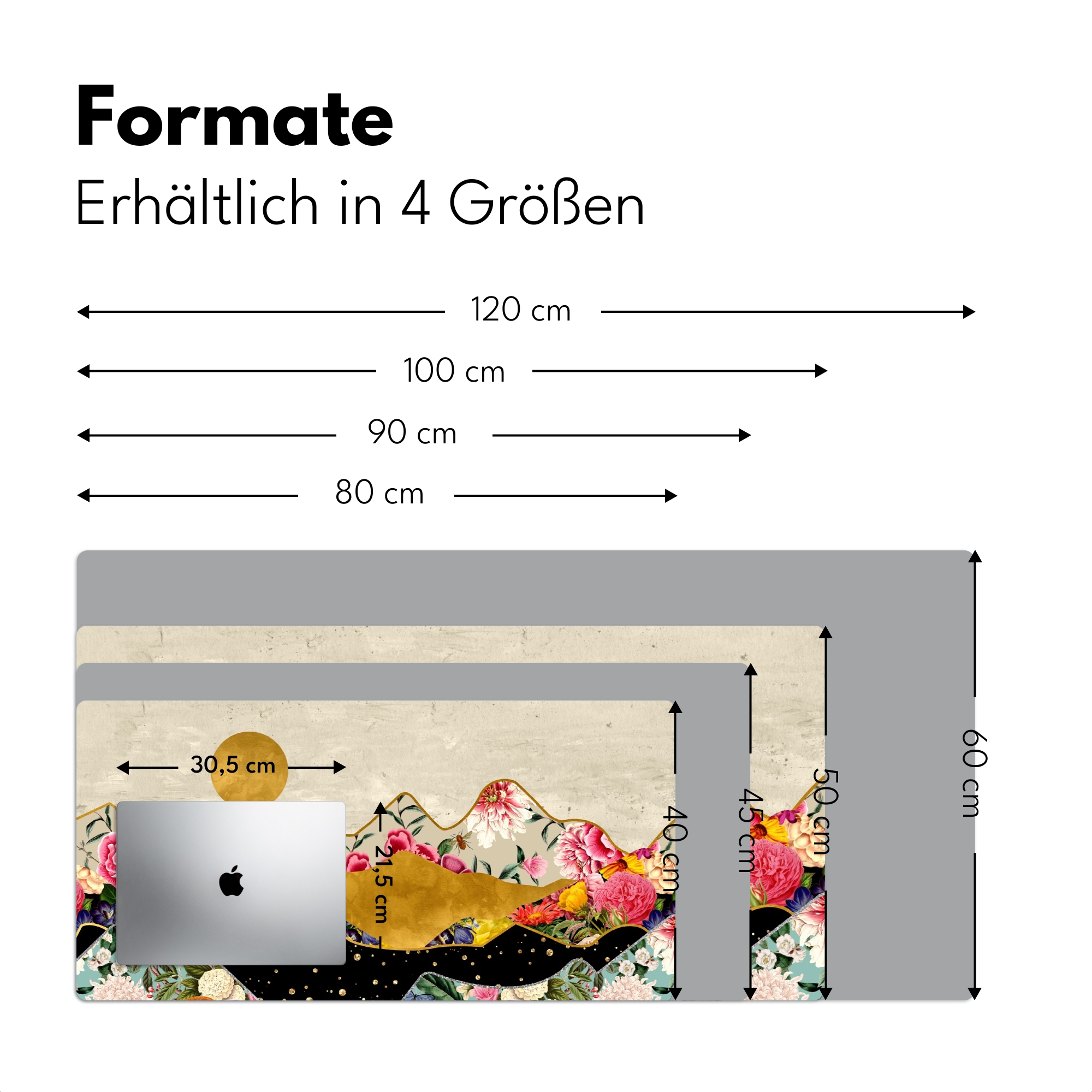 Schreibtischunterlage - Gold - Blumen - Druck - Abstrakt - Landschaft - Muster-4