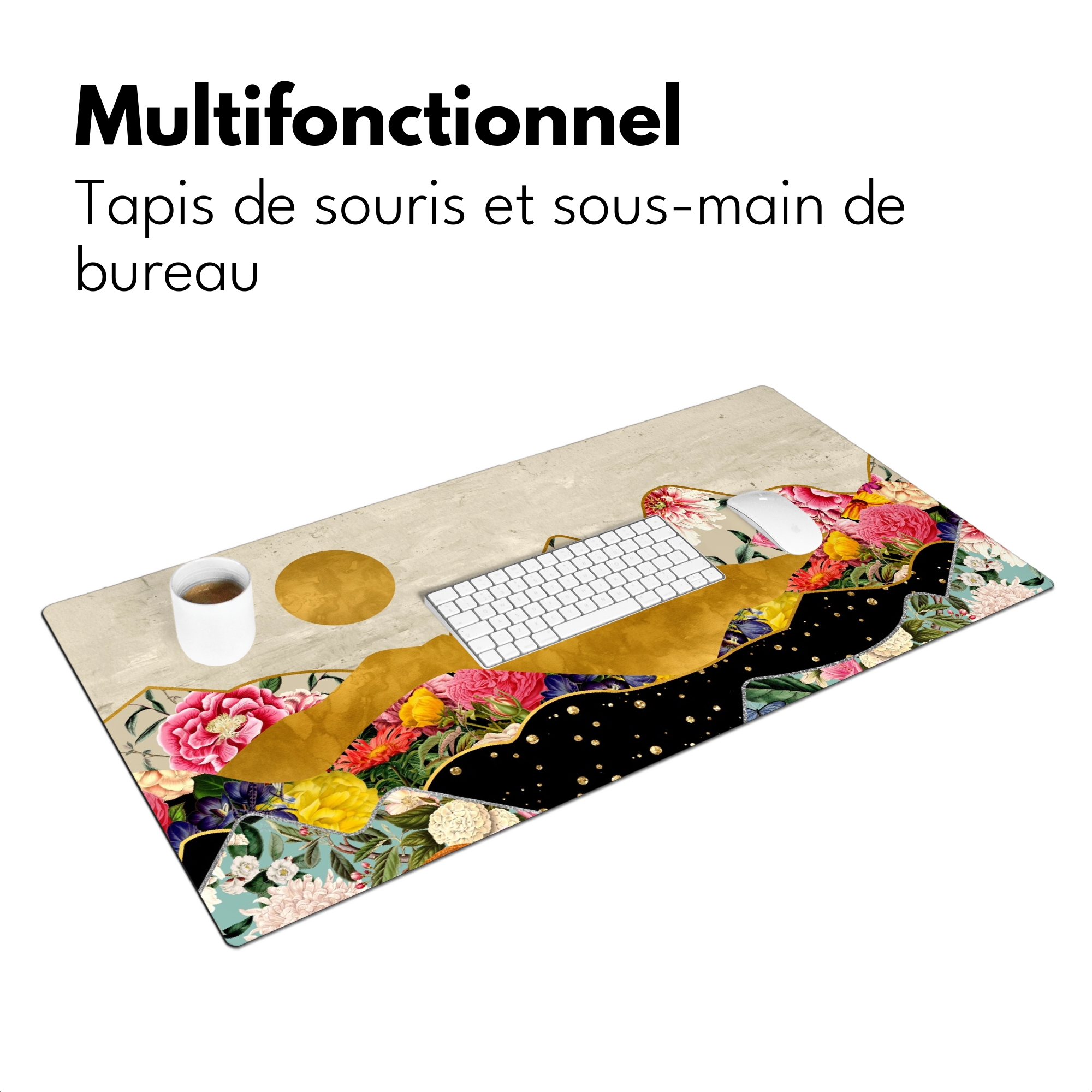 Sous main bureau - Or - Fleurs - Imprimé - Abstrait - Paysage - Motifs-3