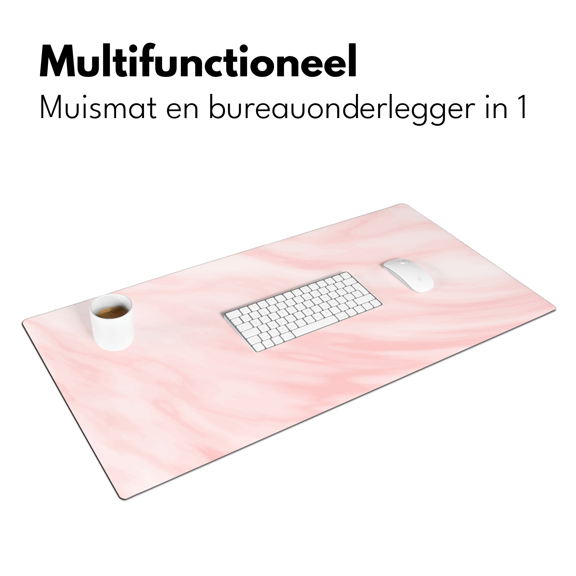 Bureau onderlegger - Marmer - Roze - Wit - Luxe - Marmerlook-3