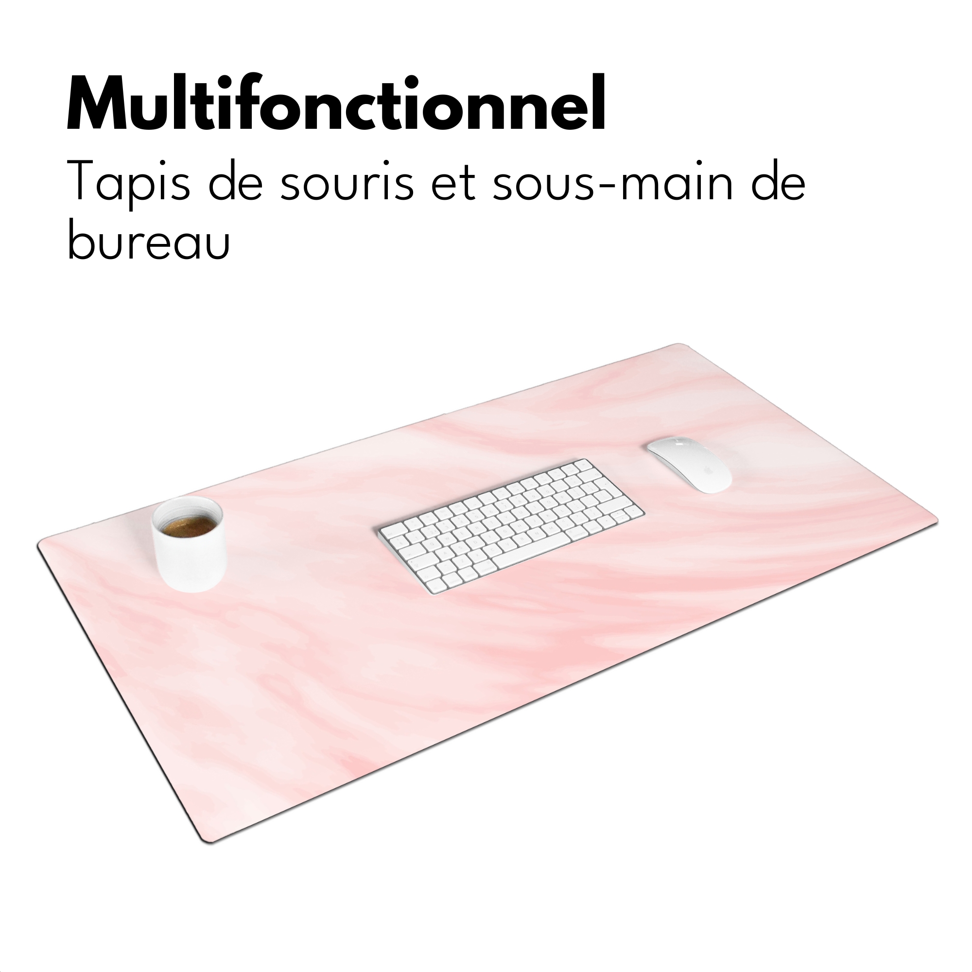 Sous main bureau - Marbre - Rose - Blanc - Luxe - Aspect marbre-3