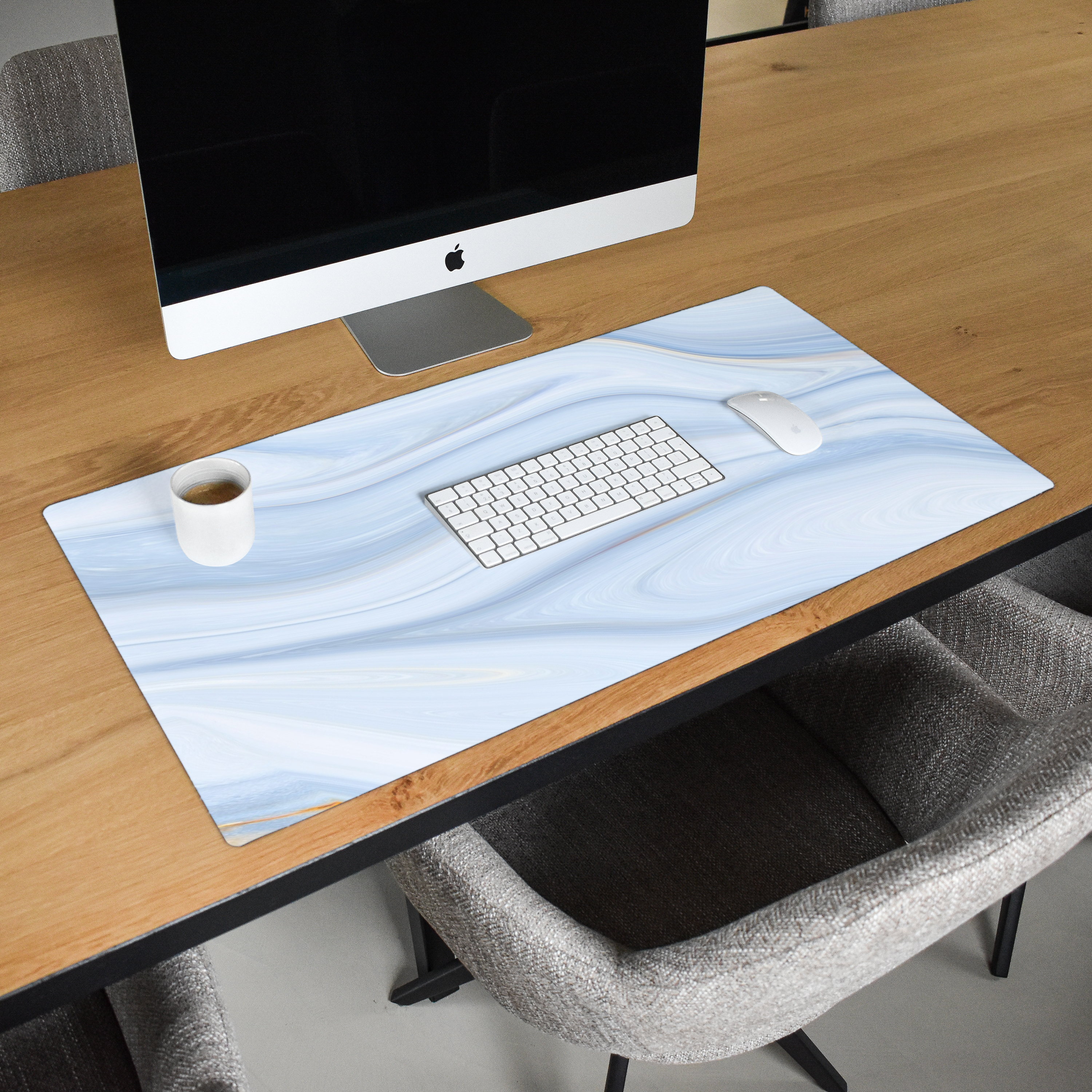 Schreibtischunterlage - Marmor - Welle - Blau - Muster - Marmoroptik - Pastell-2