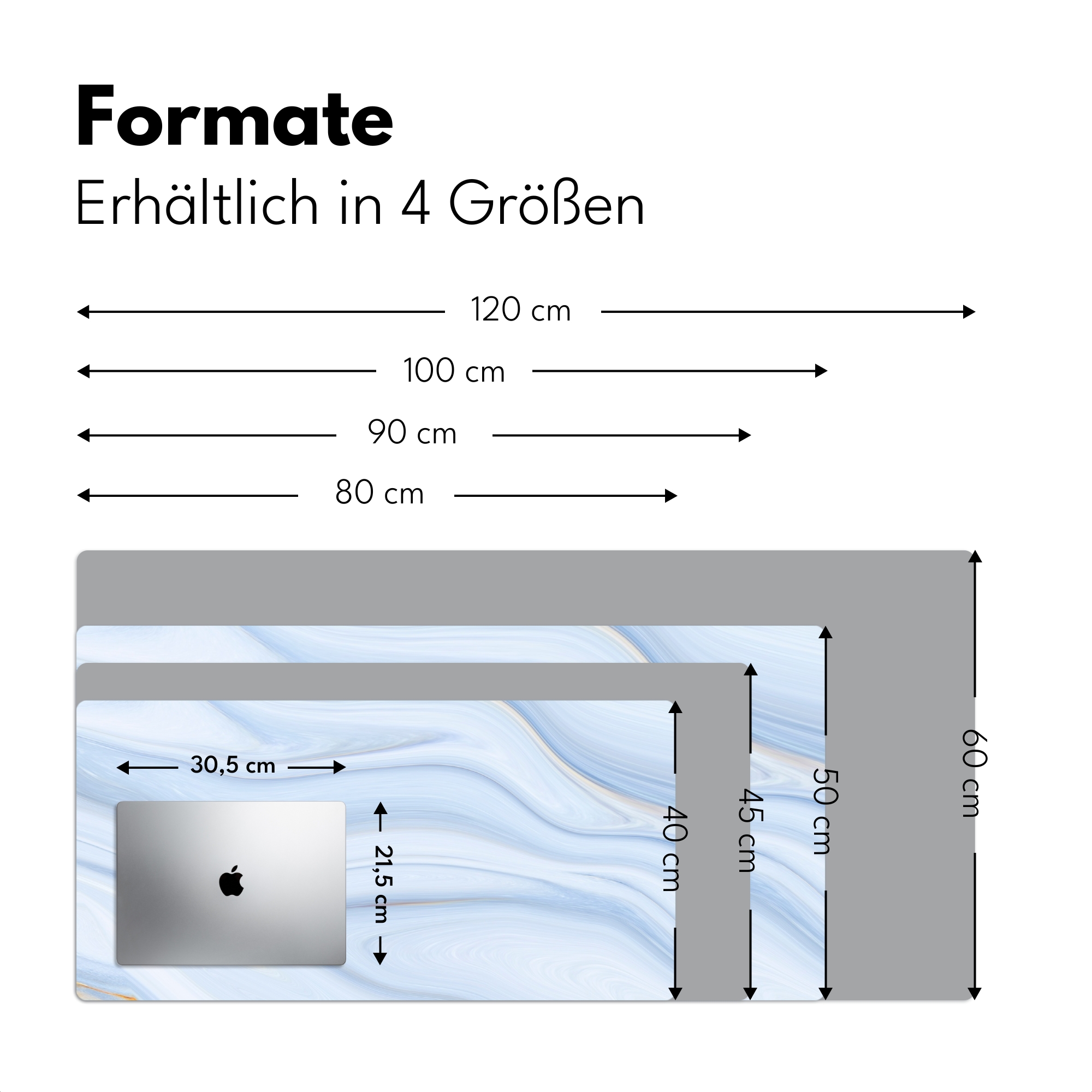 Schreibtischunterlage - Marmor - Welle - Blau - Muster - Marmoroptik - Pastell-4