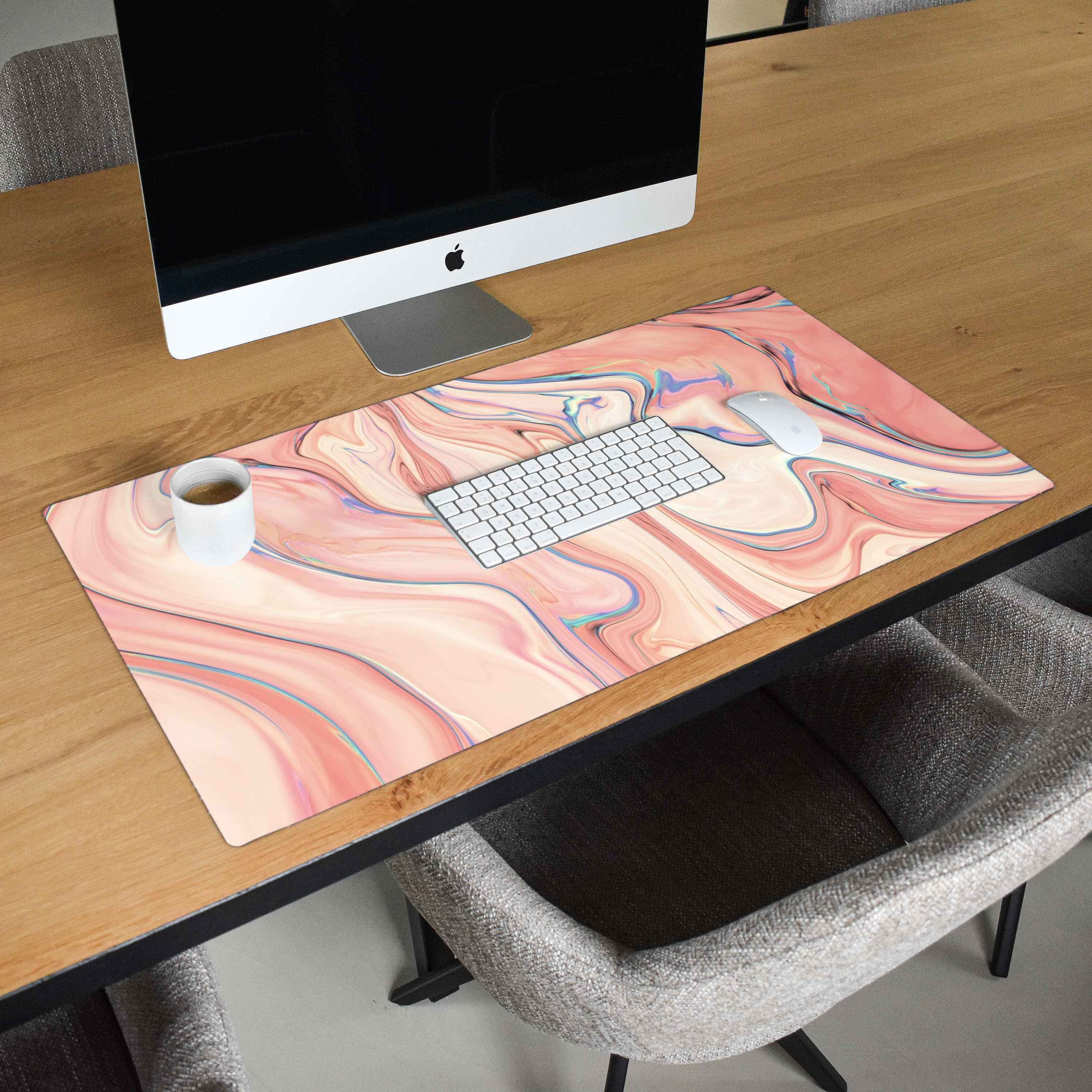 Schreibtischunterlage - Marmor - Pastell - Rosa - Blau - Marmoroptik - Abstrakt-2