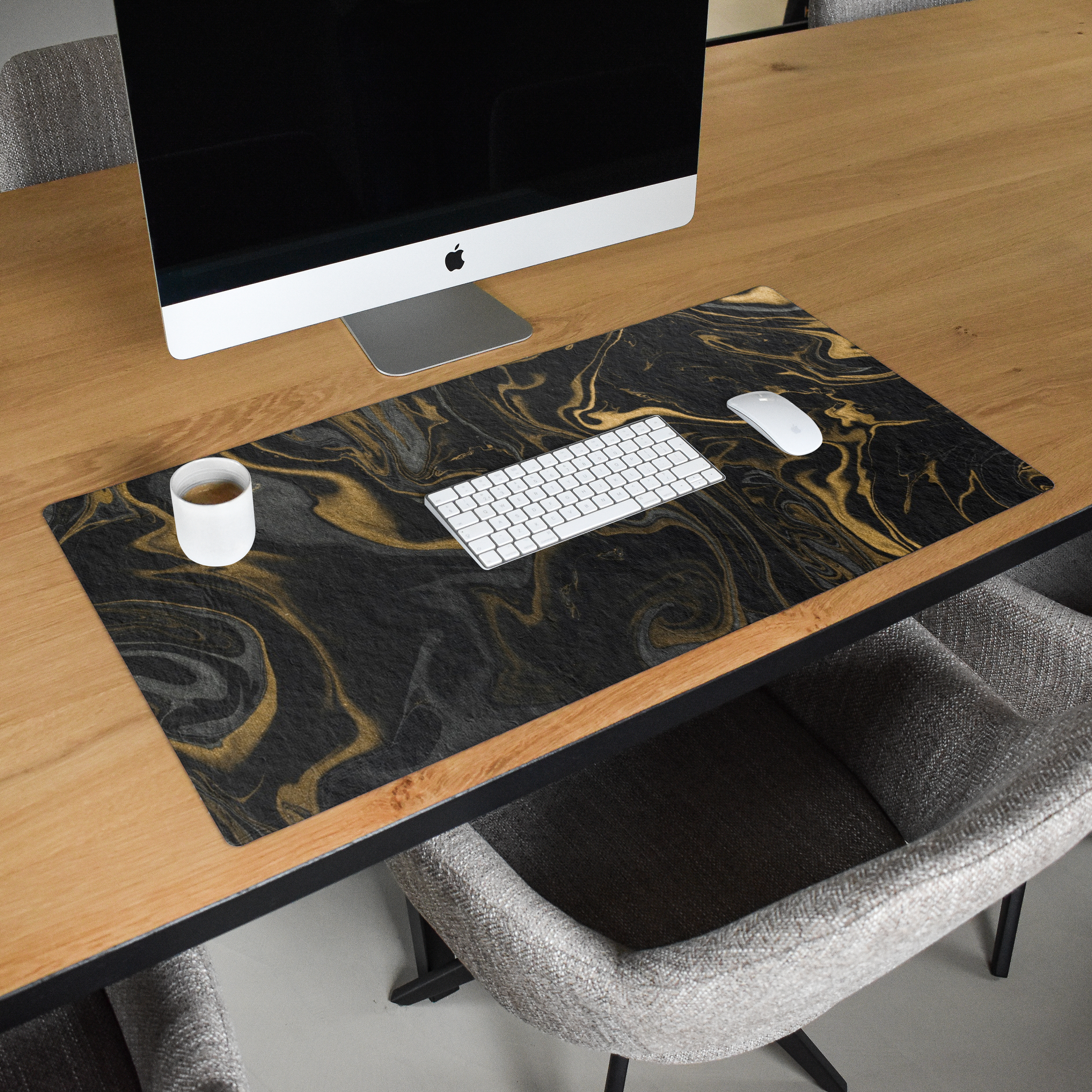 Schreibtischunterlage - Marmor – Textur – Grau – Gold – Marmoroptik – Luxus-2