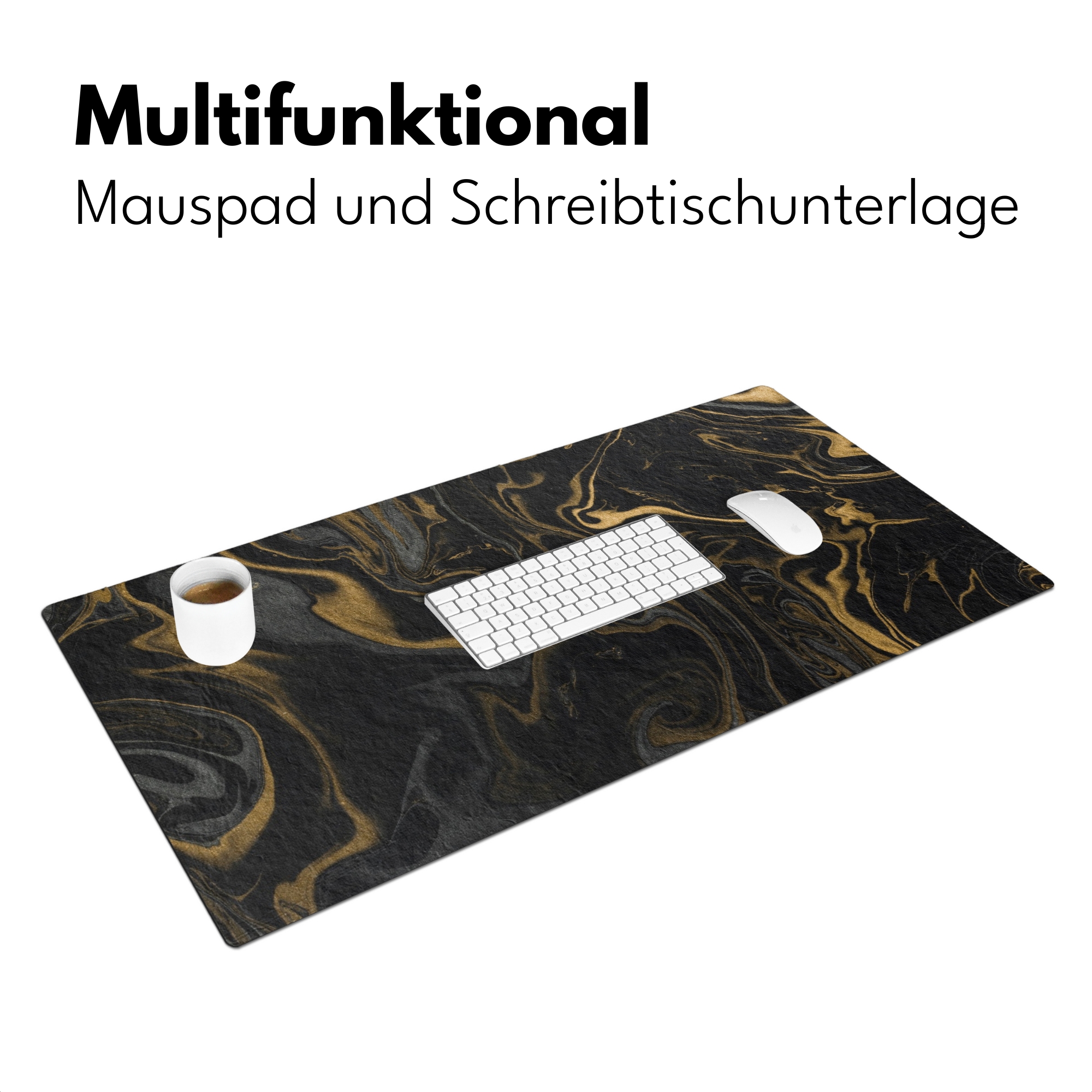 Schreibtischunterlage - Marmor – Textur – Grau – Gold – Marmoroptik – Luxus-3