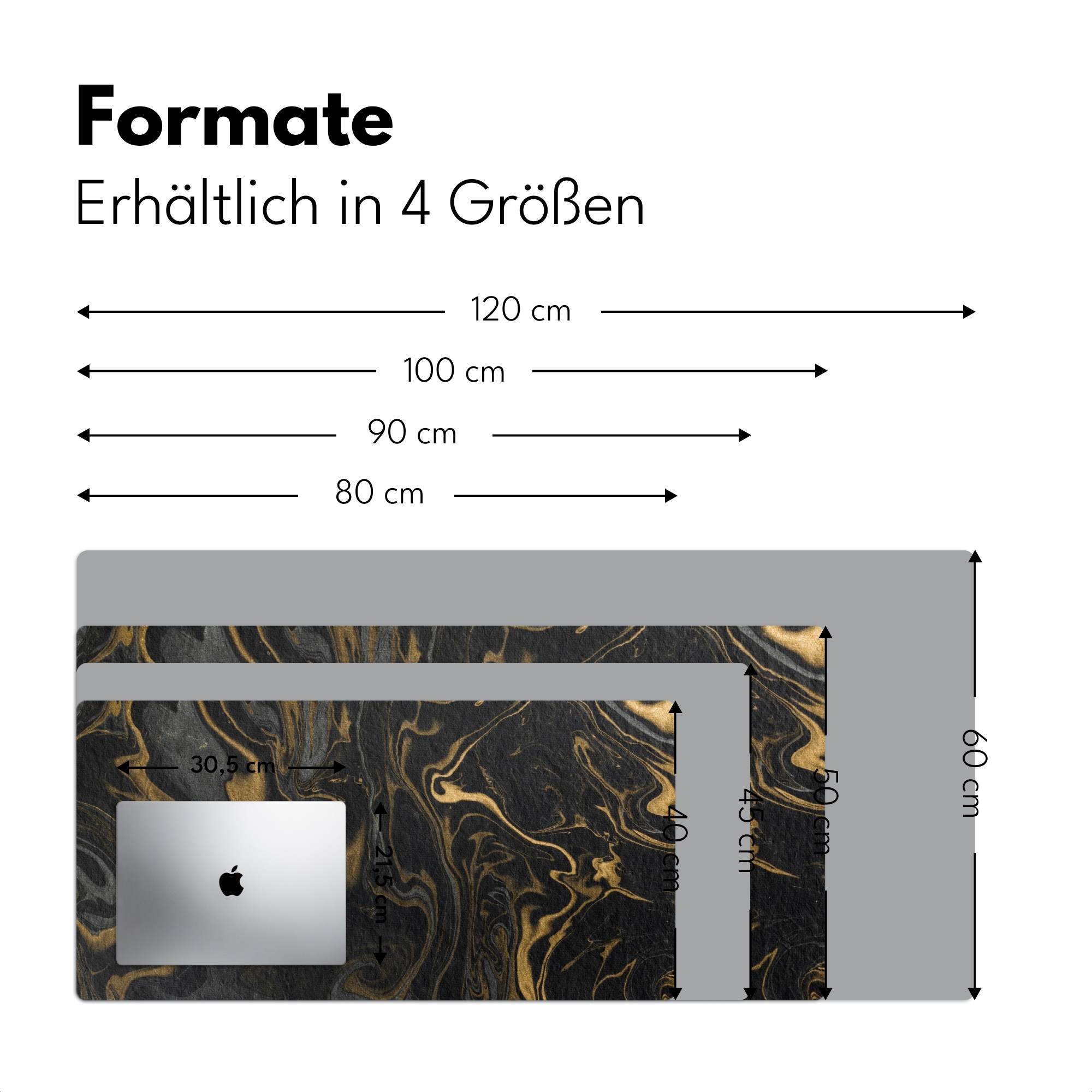 Schreibtischunterlage - Marmor – Textur – Grau – Gold – Marmoroptik – Luxus-4