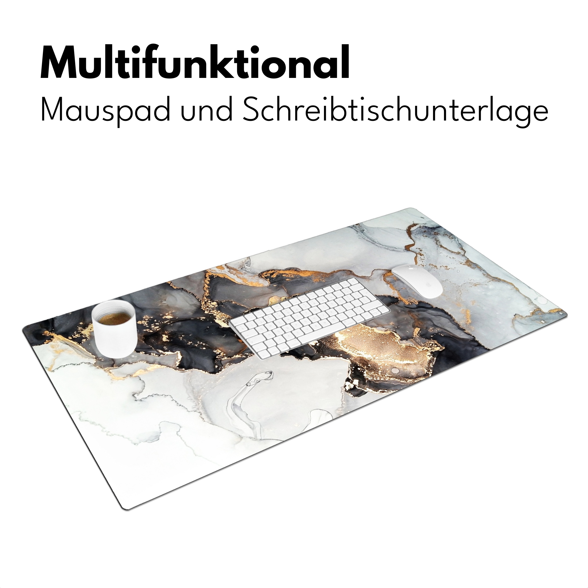 Schreibtischunterlage - Marmor – Schwarz – Weiß – Gold – Luxus – Abstrakt-3