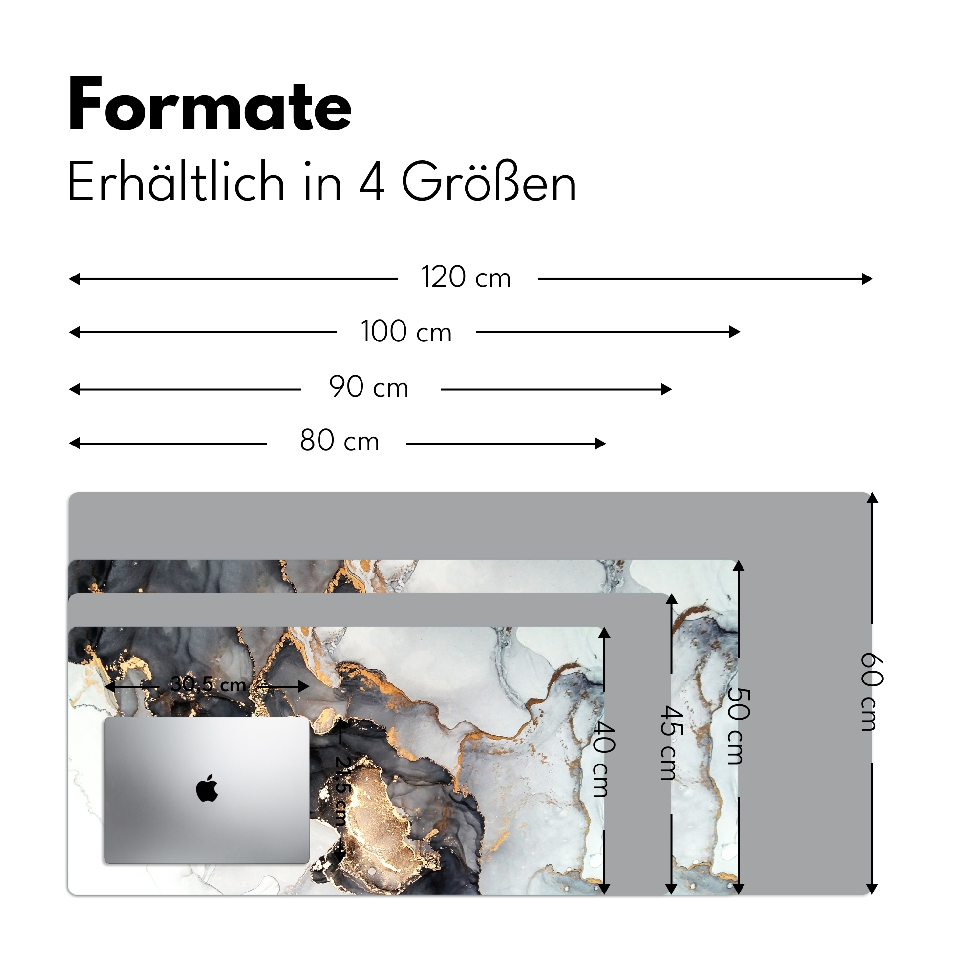 Schreibtischunterlage - Marmor – Schwarz – Weiß – Gold – Luxus – Abstrakt-4