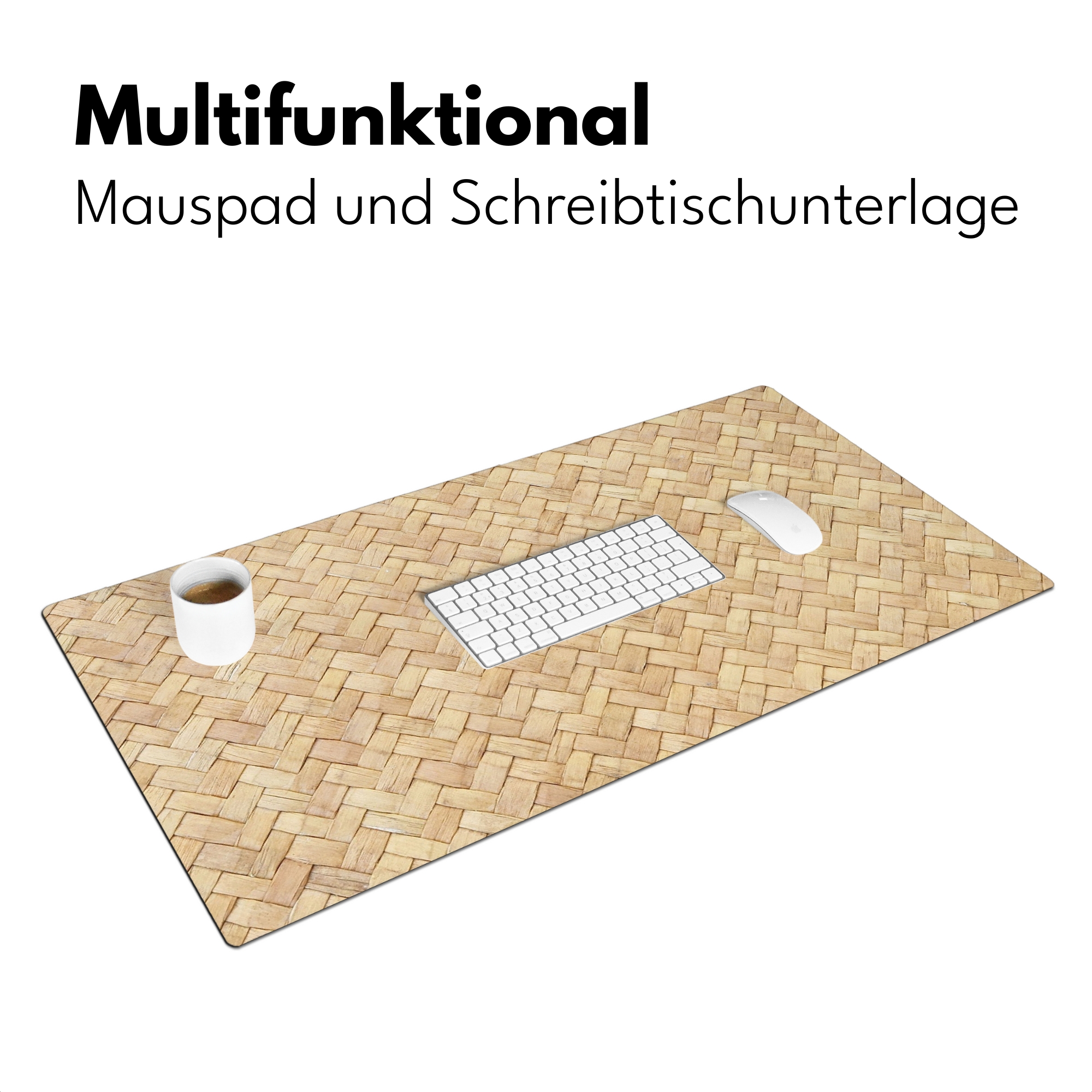 Schreibtischunterlage - Muster – Beige – Rattan-Druck-3