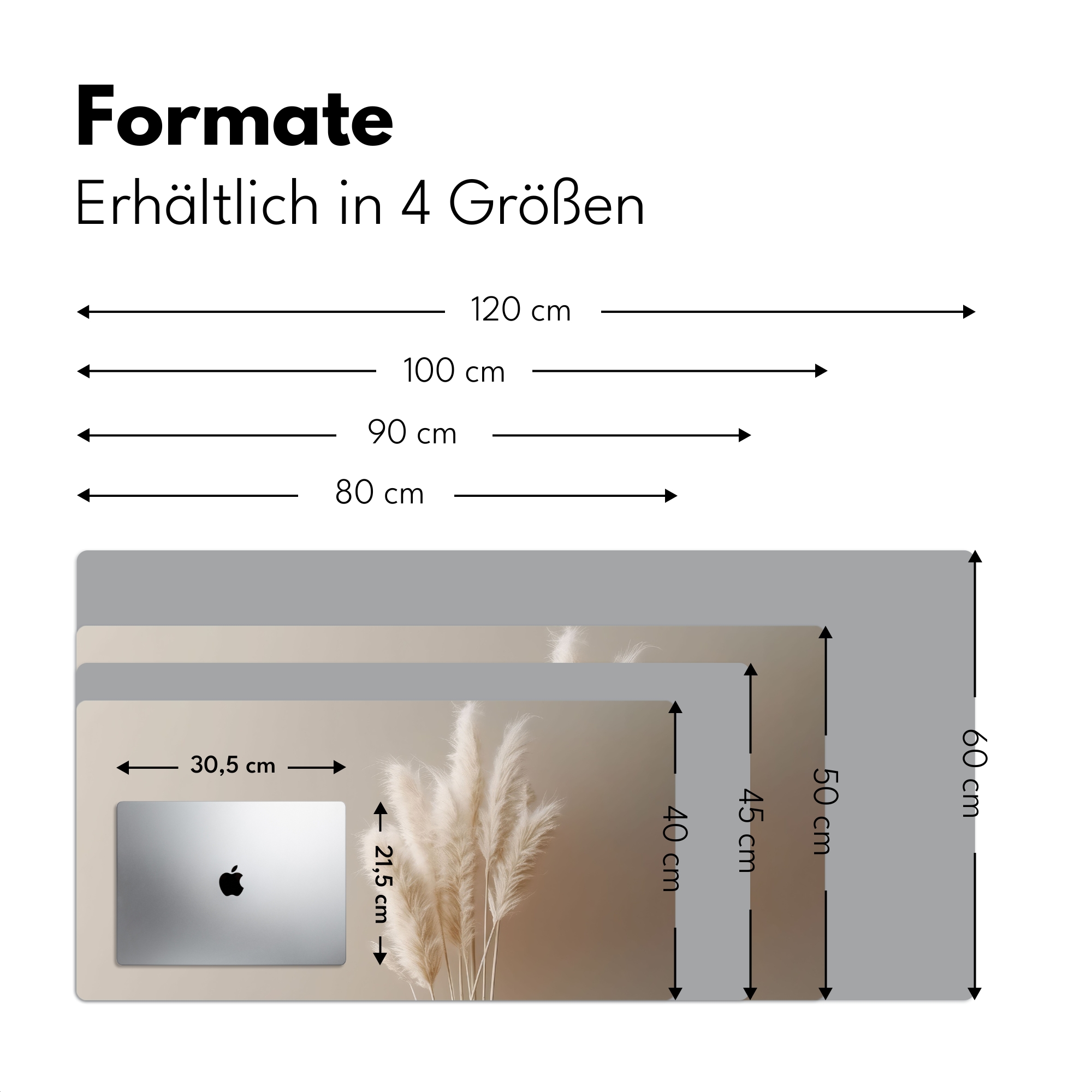 Schreibtischunterlage - Pampasgras - Federn - Pastell - Weiß-4