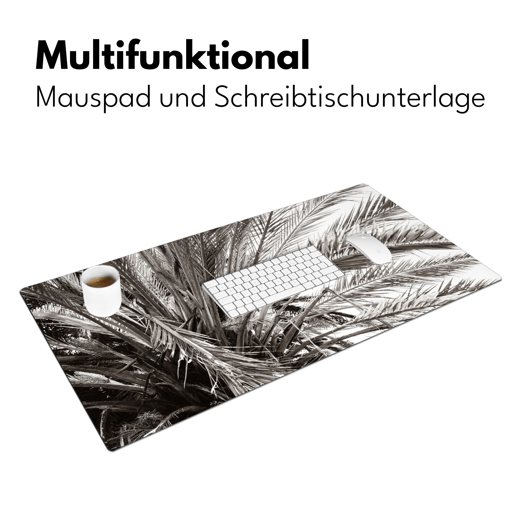 Schreibtischunterlage - Palme - Tropisch - Schwarz und Weiß-3