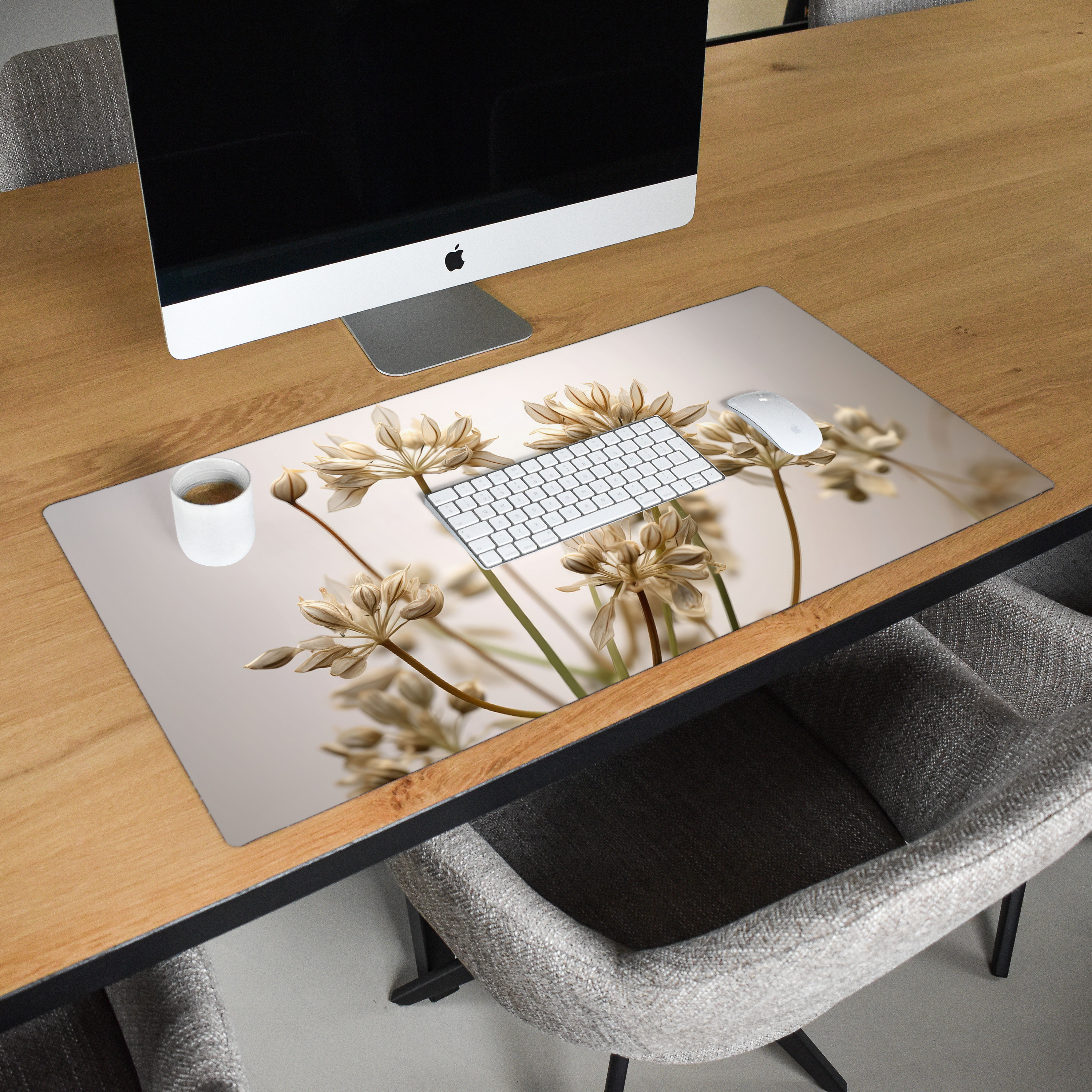 Schreibtischunterlage - Trockenblumen - Beige - Weiß - Pflanzen-2