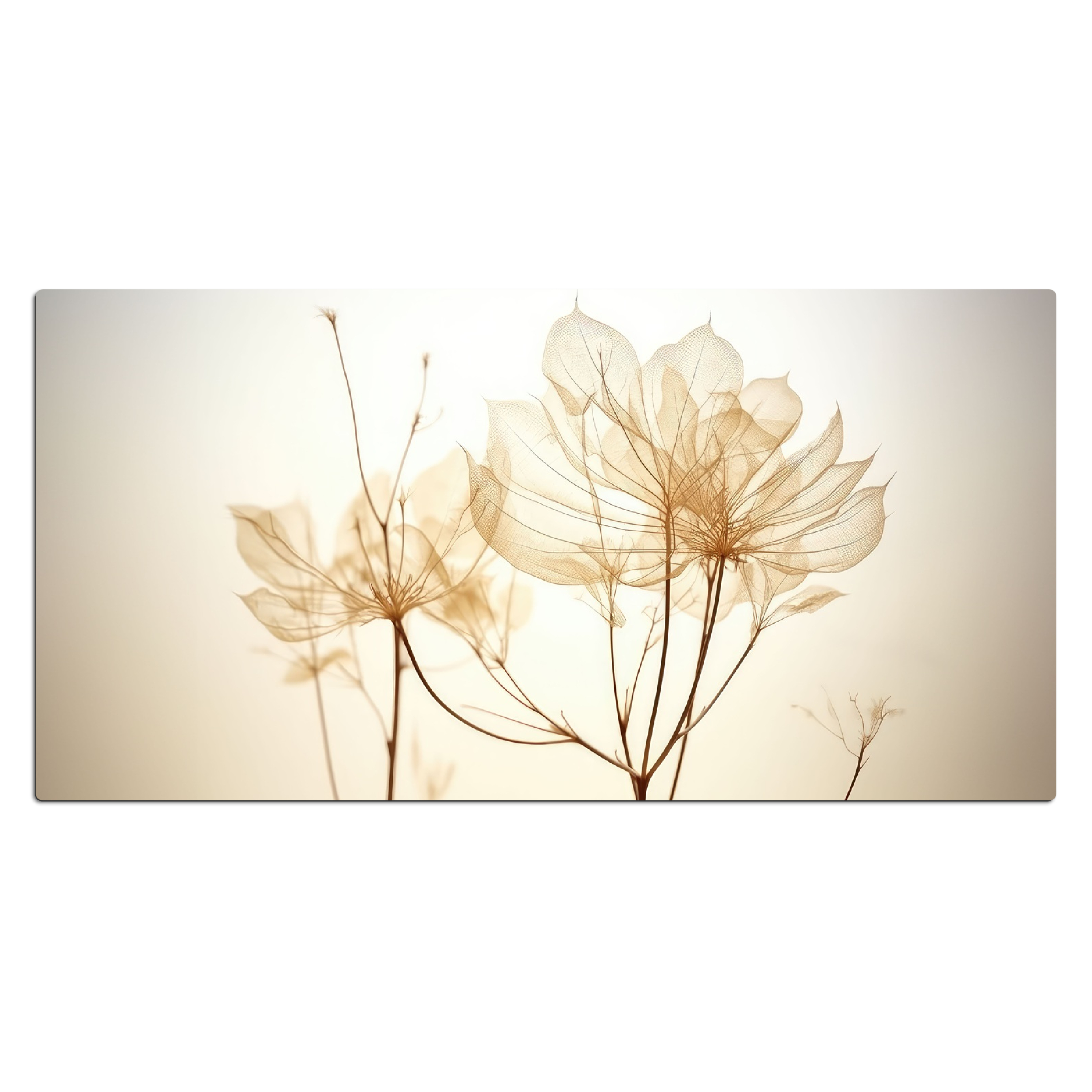 Schreibtischunterlage - Trockenblumen - Beige - Pflanzen - Weiß