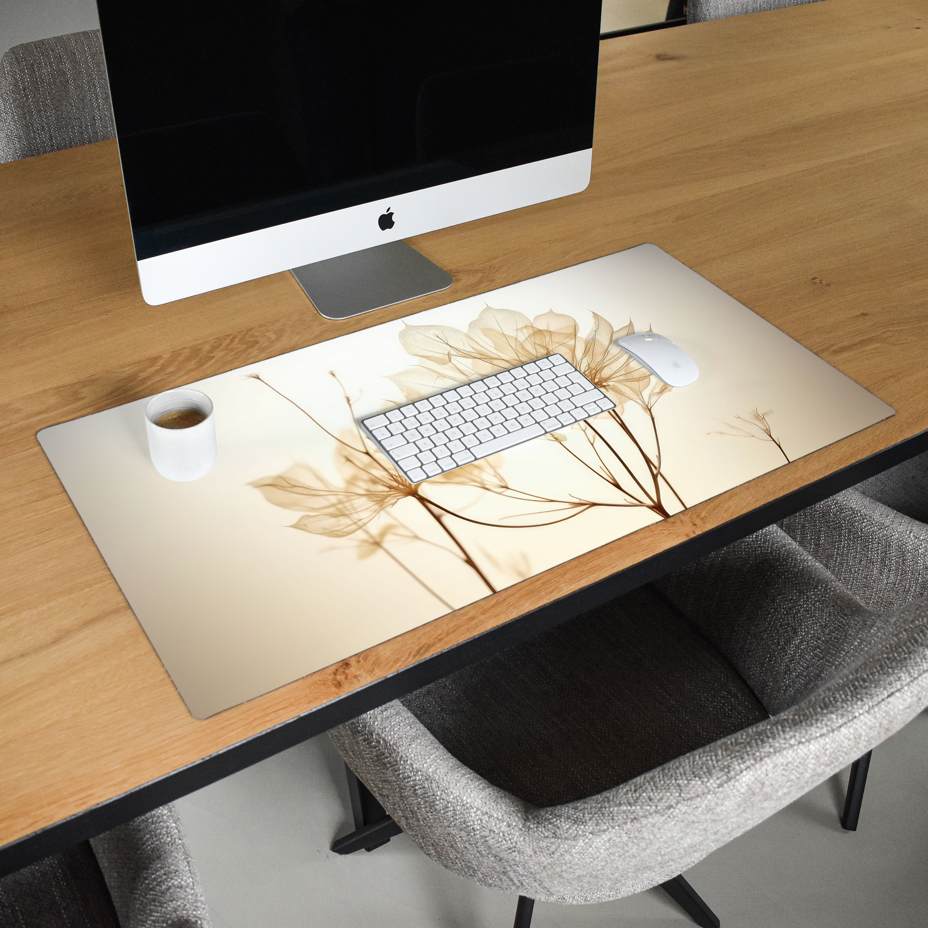 Schreibtischunterlage - Trockenblumen - Beige - Pflanzen - Weiß-2