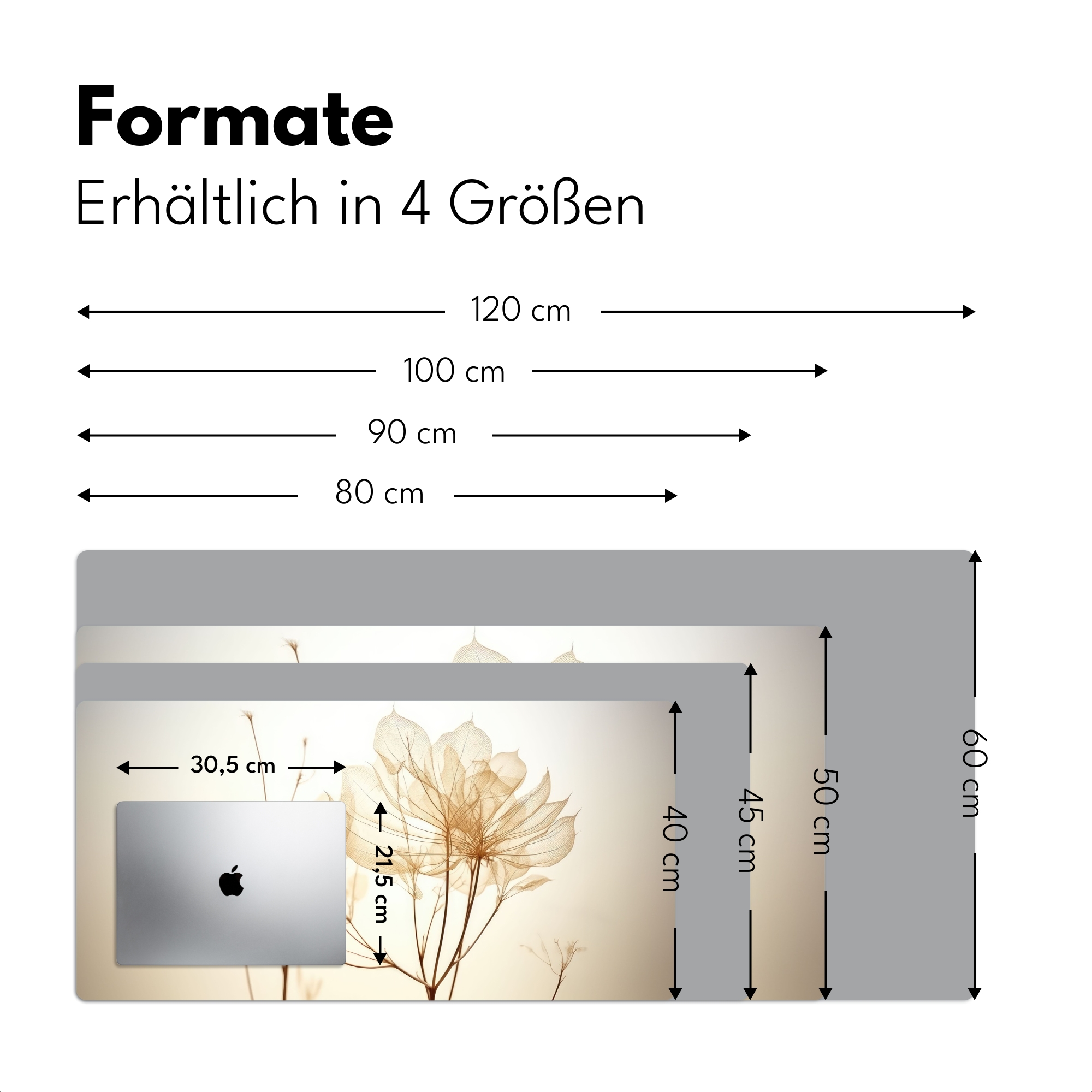 Schreibtischunterlage - Trockenblumen - Beige - Pflanzen - Weiß-4