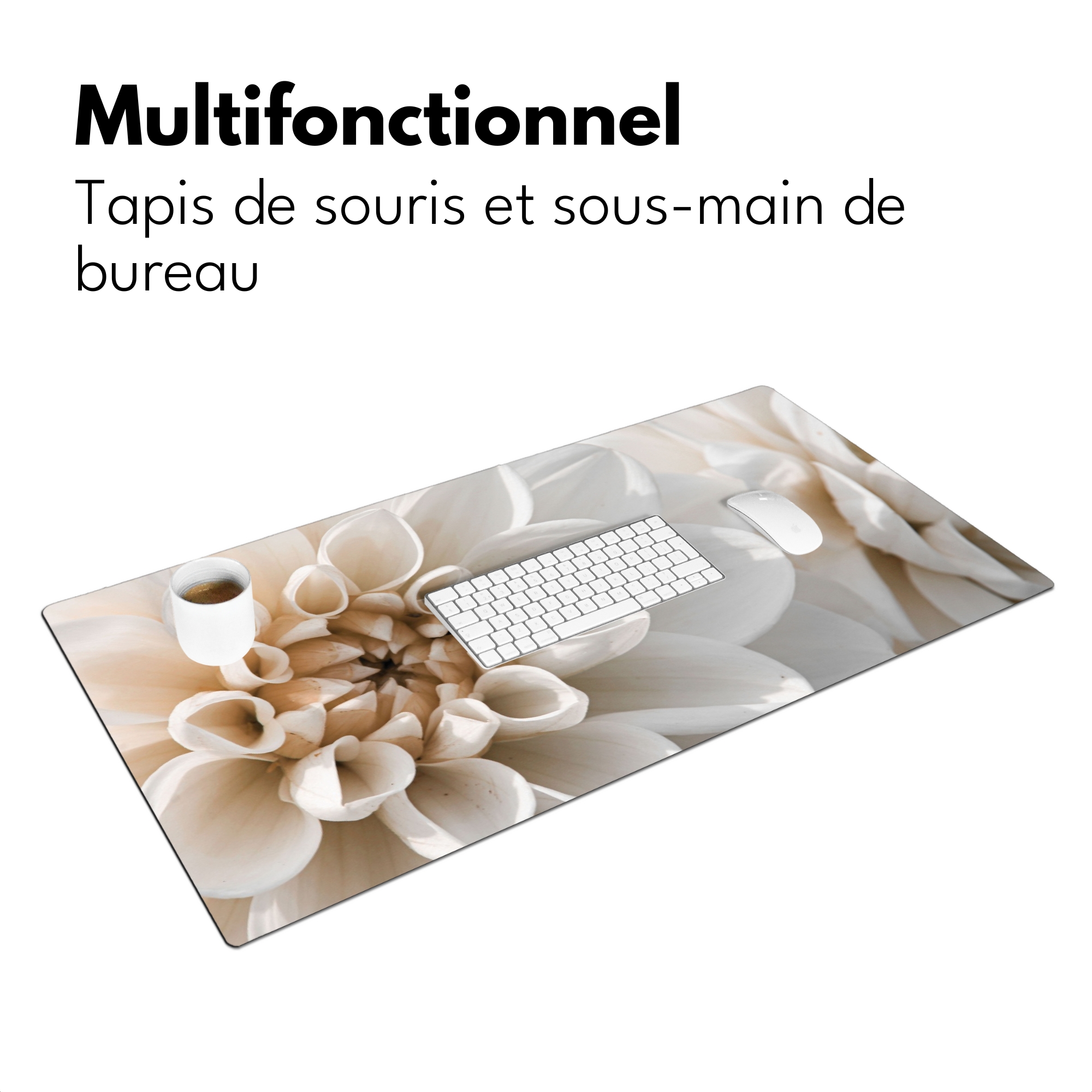 Sous main bureau - Fleurs - Blanc - Nature-3