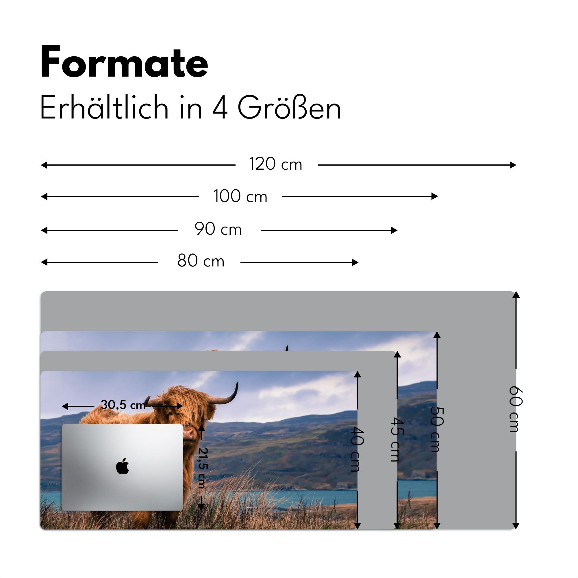 Schreibtischunterlage - Schottischer Highlander - Berg - Wasser - Natur - Kuh-4