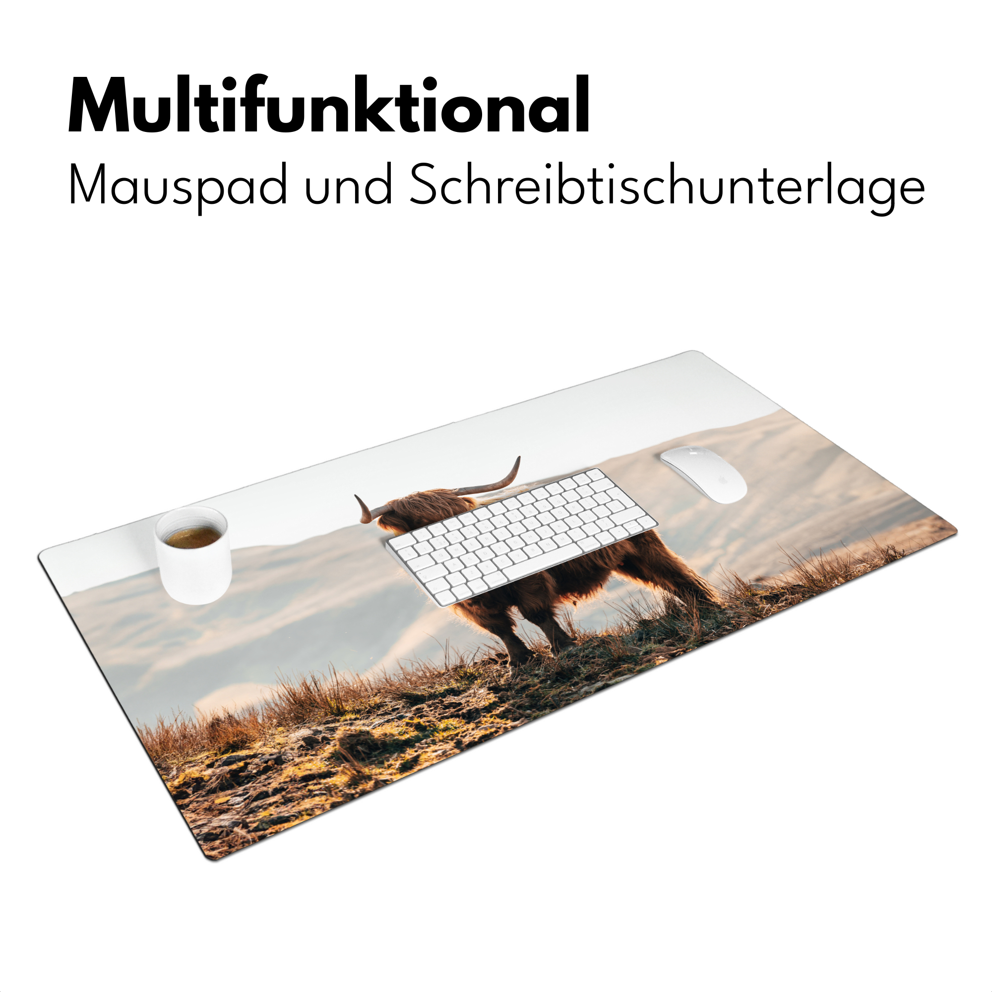 Schreibtischunterlage - Schottischer Highlander - Tiere - Ländlich - Landschaft - Kuh - Natur-3