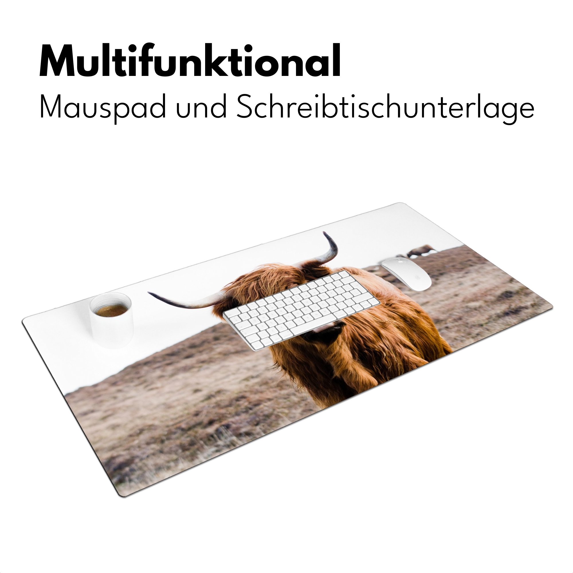 Schreibtischunterlage - Schottischer Highlander - Landschaft - Kuh - Braun - Tiere-3