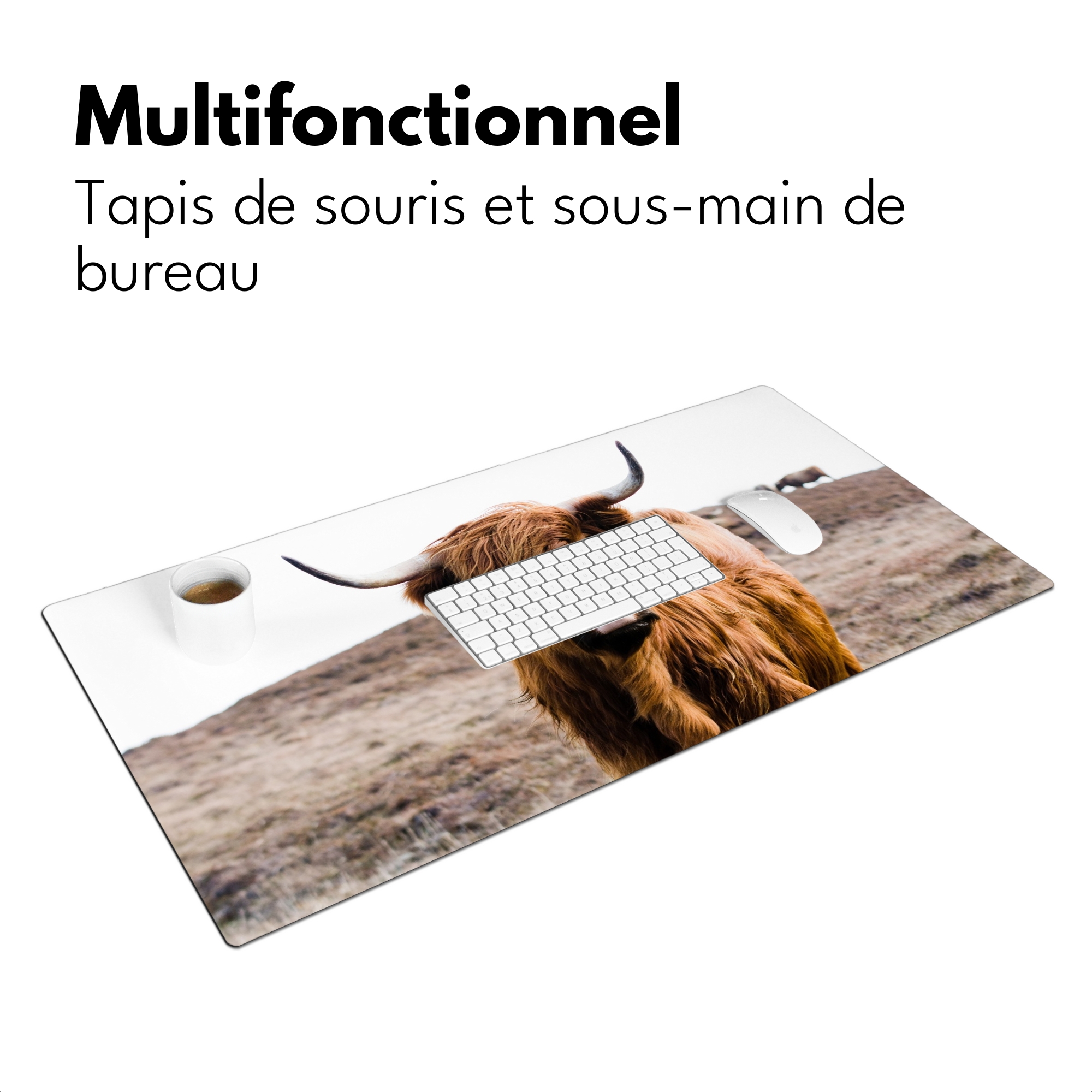 Sous main bureau - Scottish Highlander - Paysage - Vache - Marron - Animaux - Nature-3