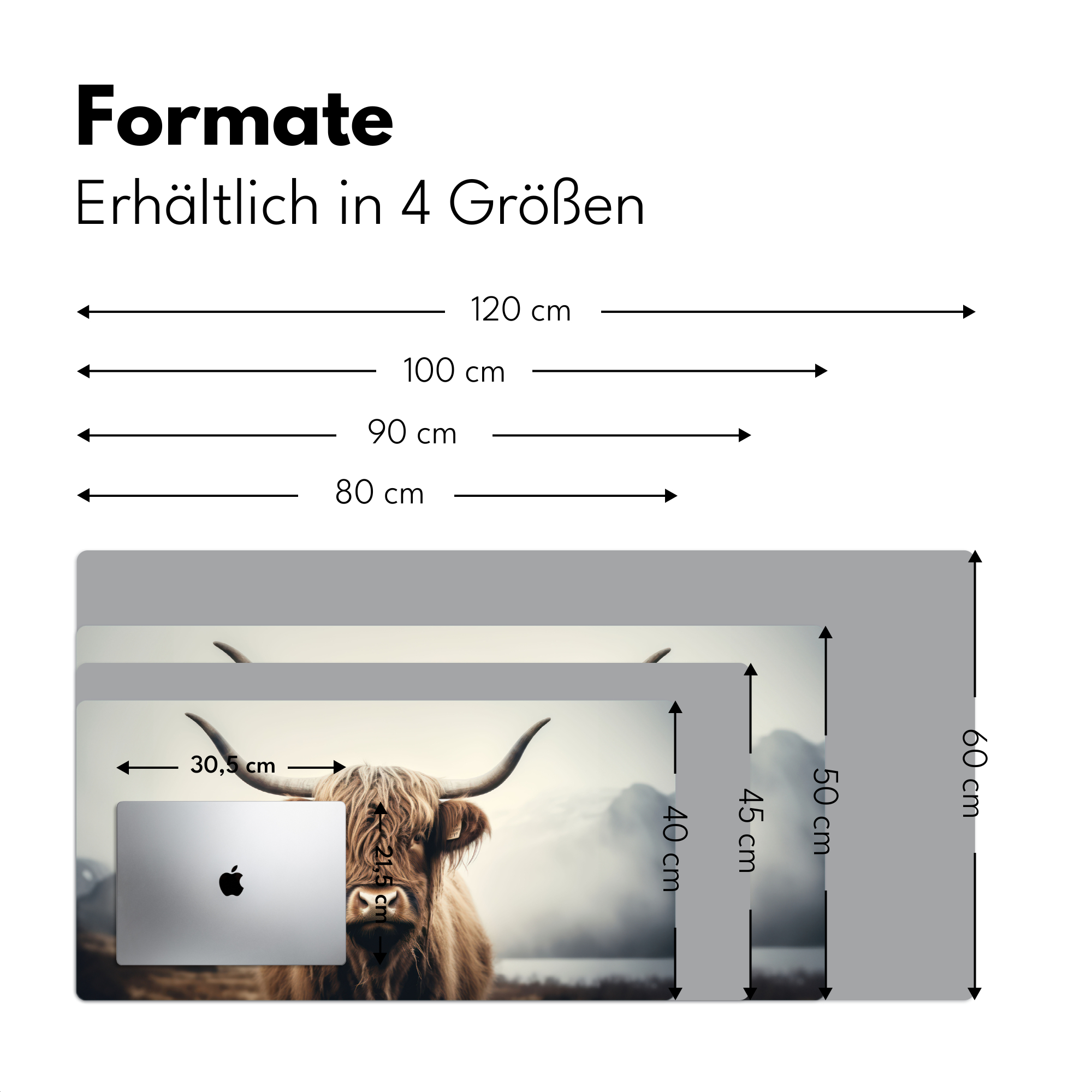 Schreibtischunterlage - Schottischer Highlander - Hörner - Landschaft-4