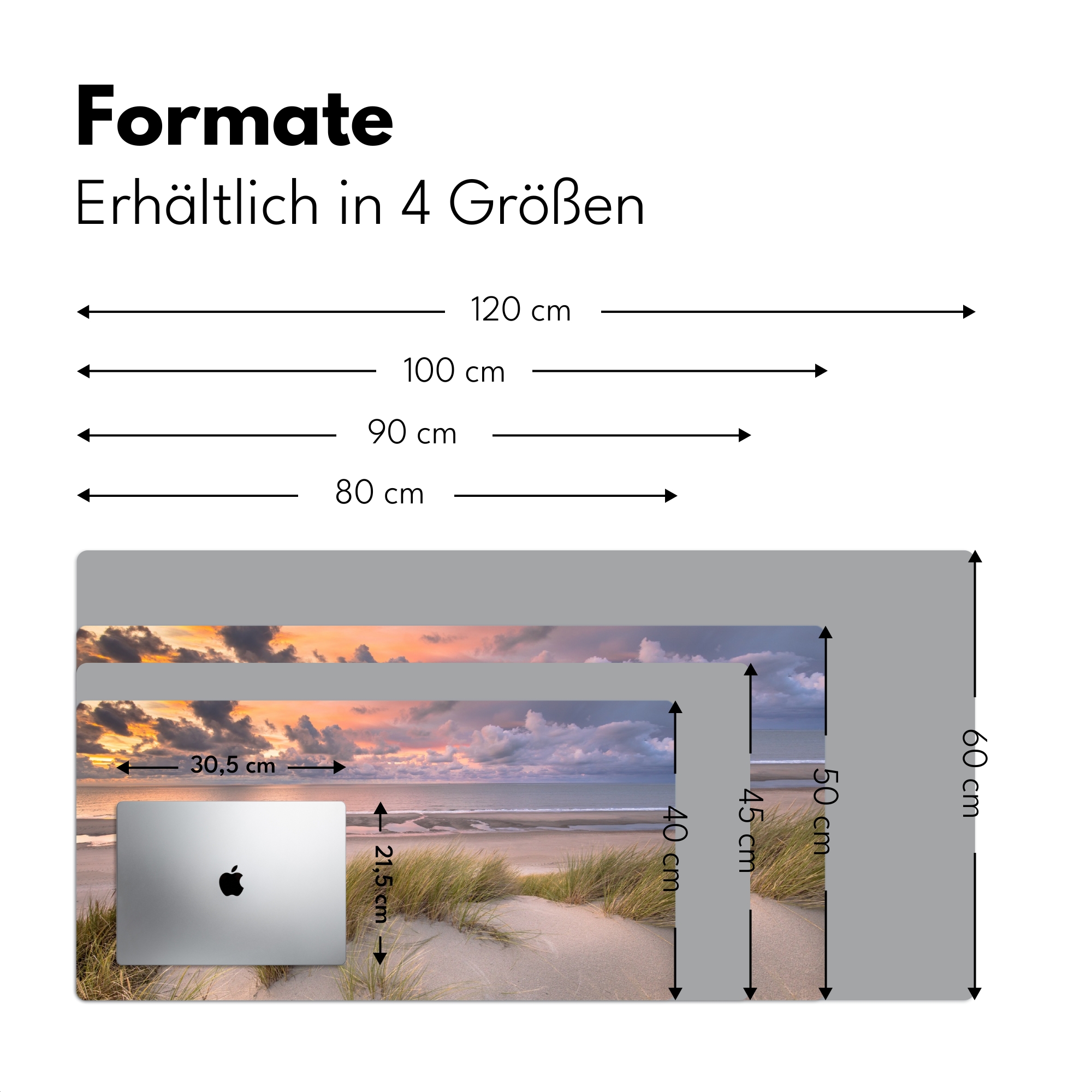 Schreibtischunterlage - Sonnenuntergang – Düne – Strand – Pflanzen – Meer-4