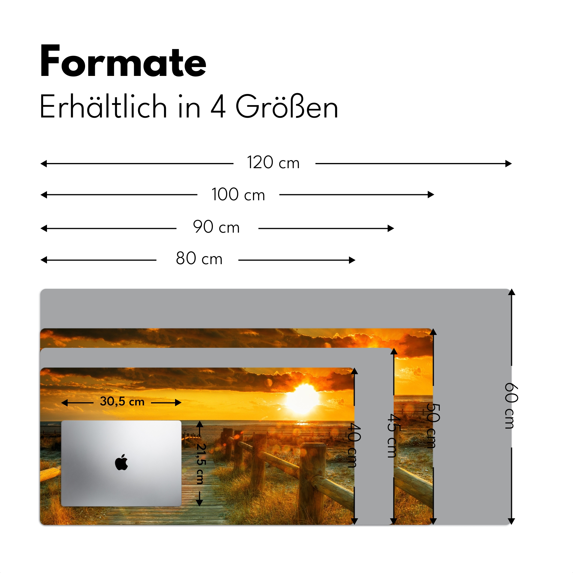 Schreibtischunterlage - Sonne – Strand – Düne – Horizont – Gras – Weg – Orange-4