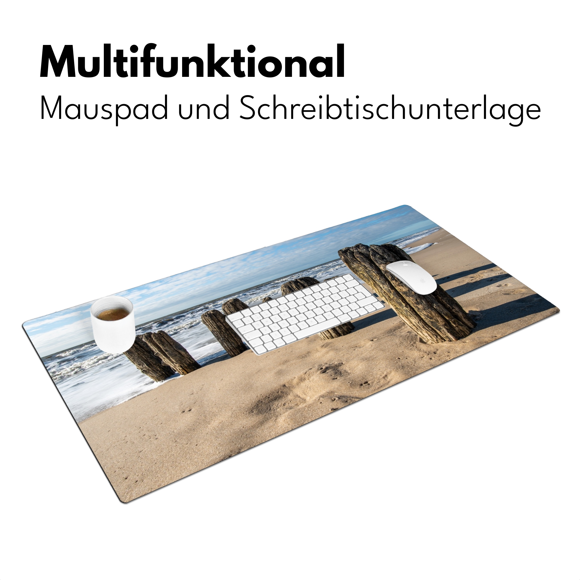 Schreibtischunterlage - Sand – Strand – Pfahl – Wasser – Sommer-3