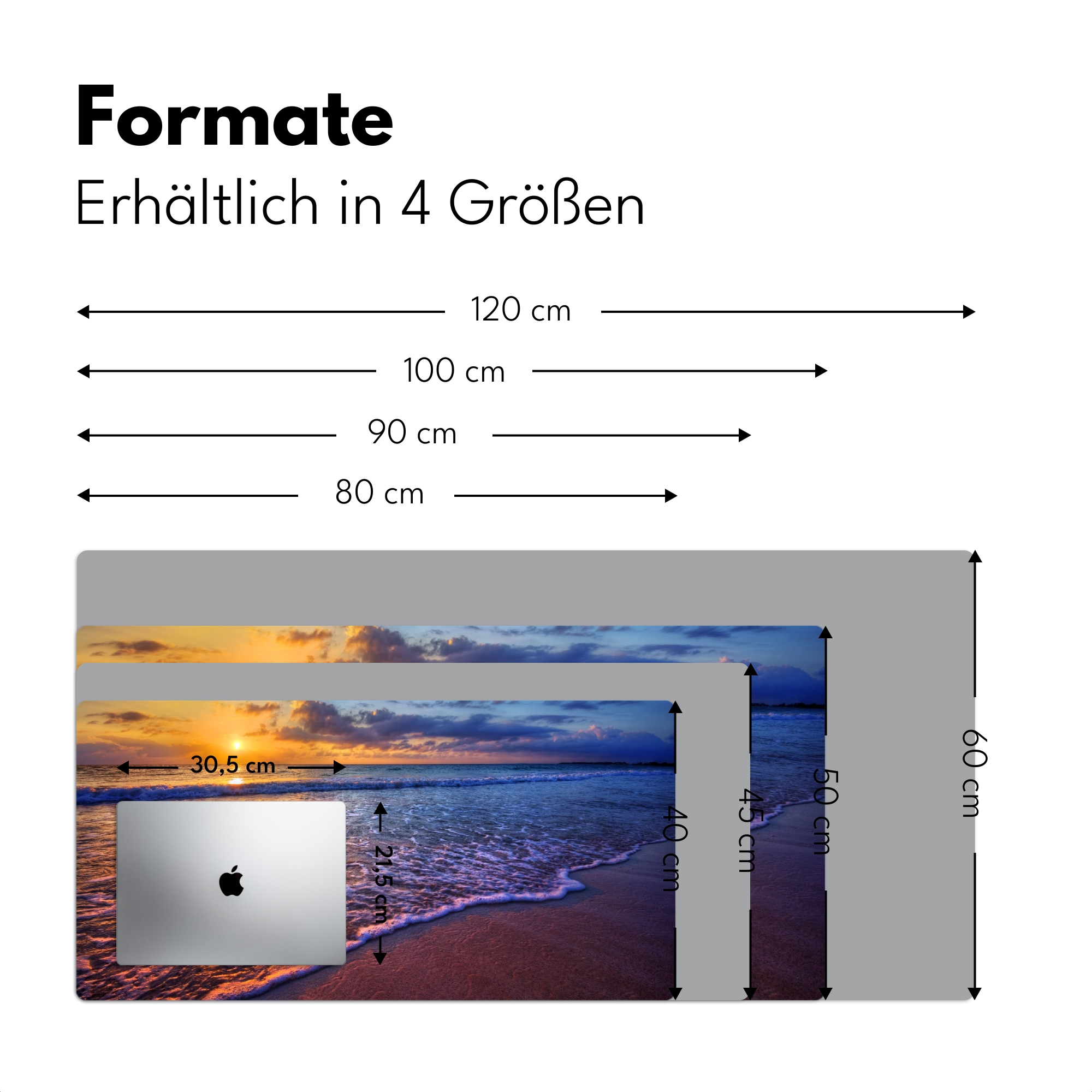 Schreibtischunterlage - Meer - Strand - Sonnenuntergang - Wolken - Horizont-4