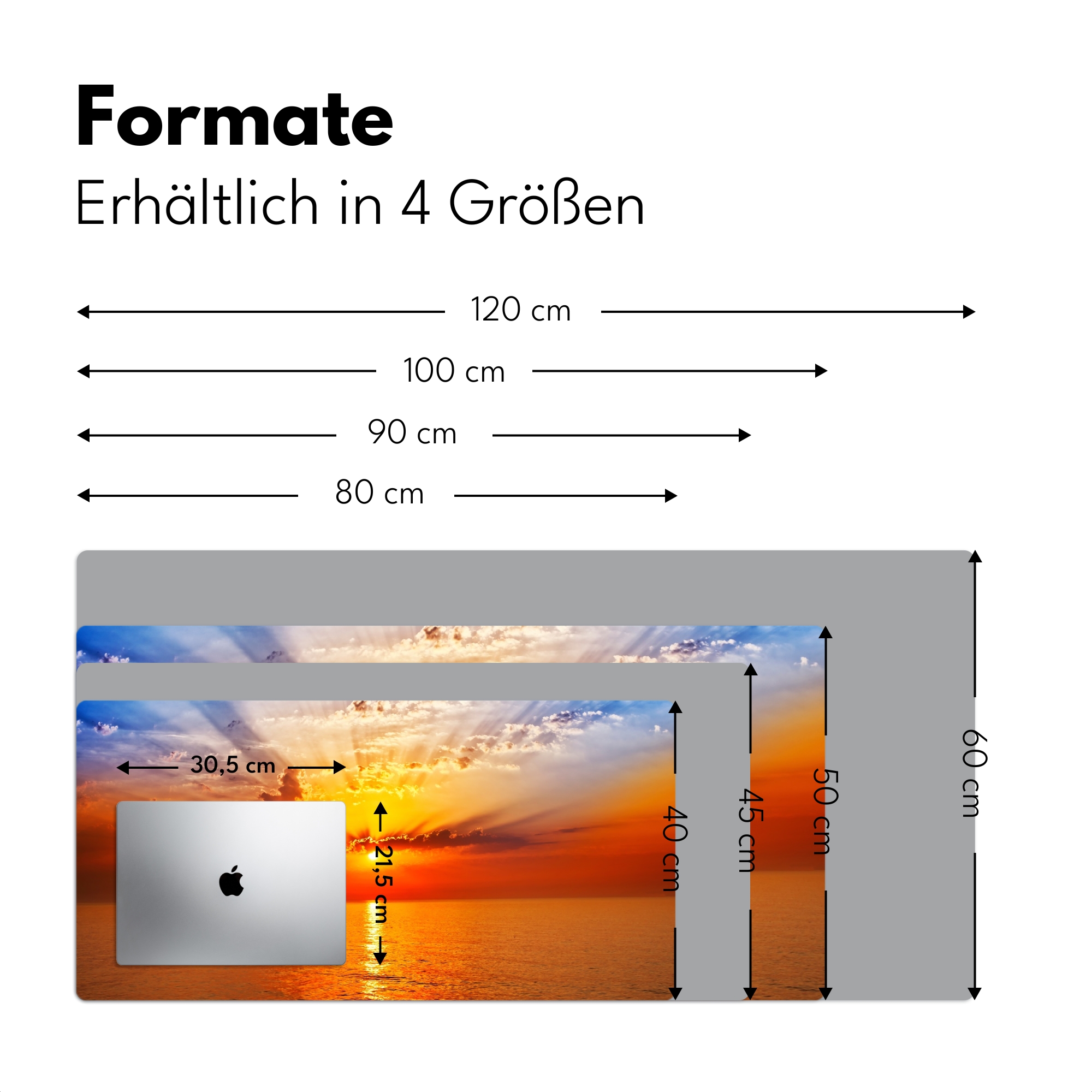 Schreibtischunterlage - Sonnenuntergang – Meer – Himmel – Orange-4