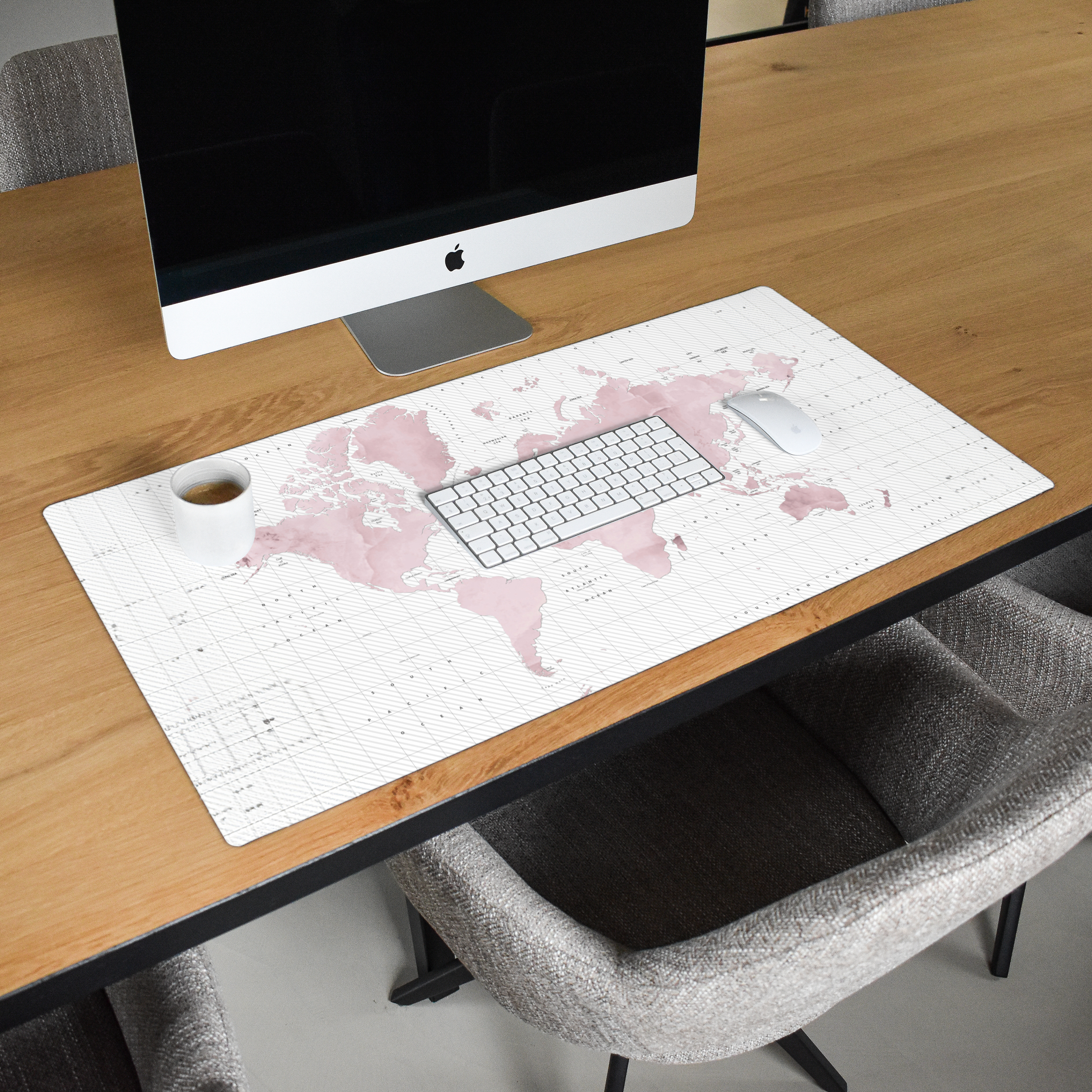Schreibtischunterlage - Weltkarte - Rosa - Marmor-2