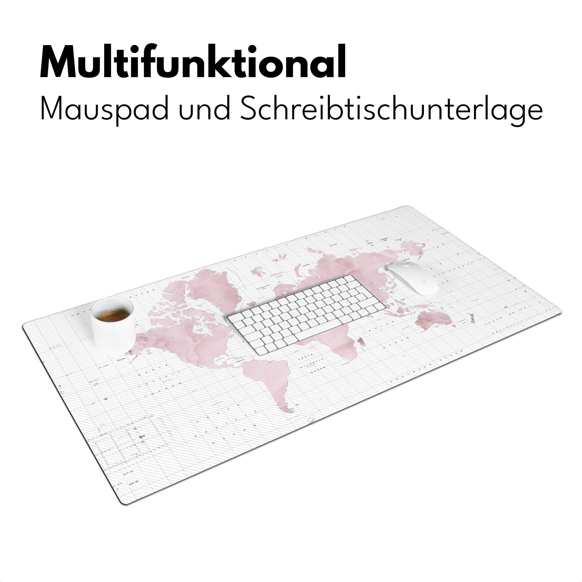 Schreibtischunterlage - Weltkarte - Rosa - Marmor-3
