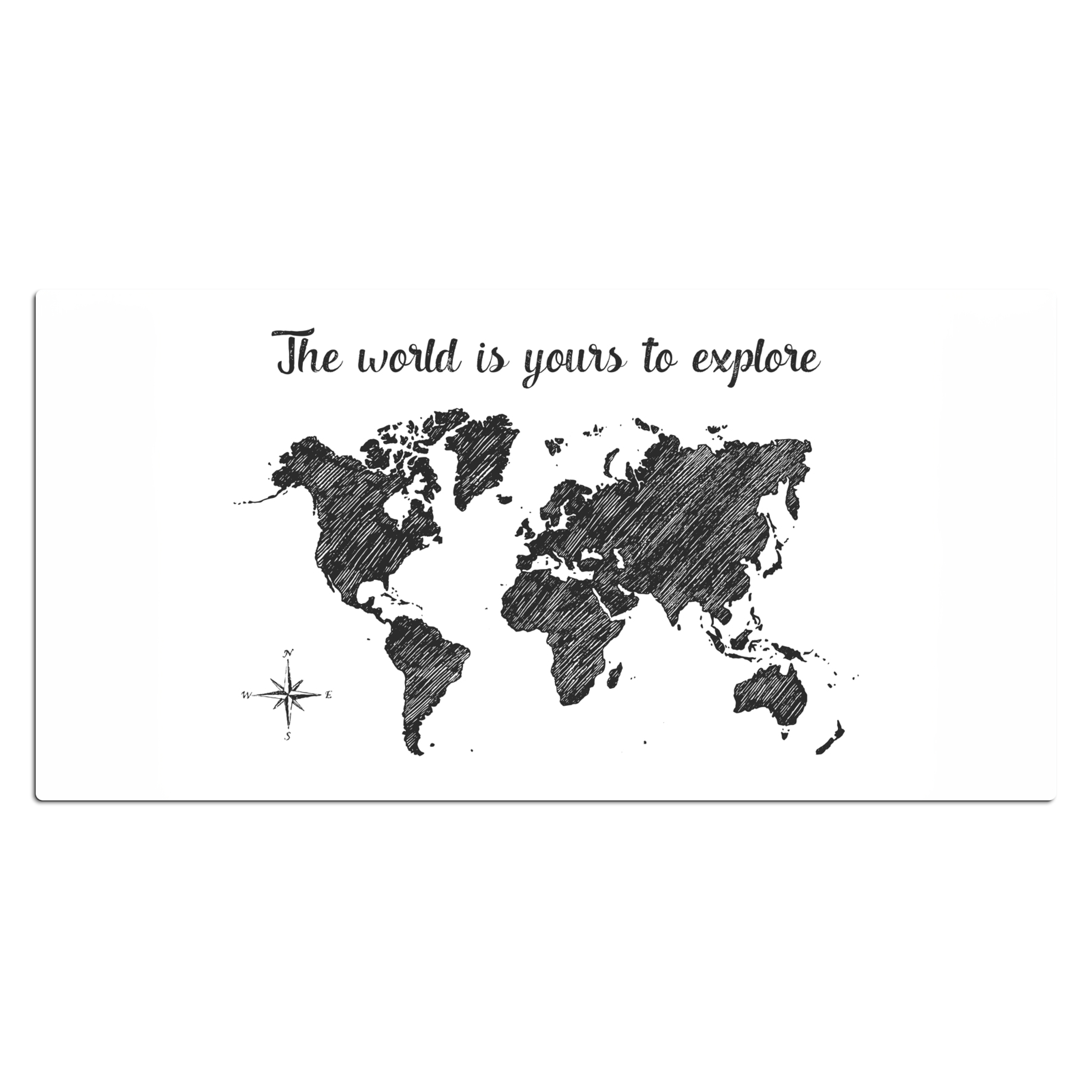 Schreibtischunterlage - Weltkarte - Zitat - Schwarz - Weiß