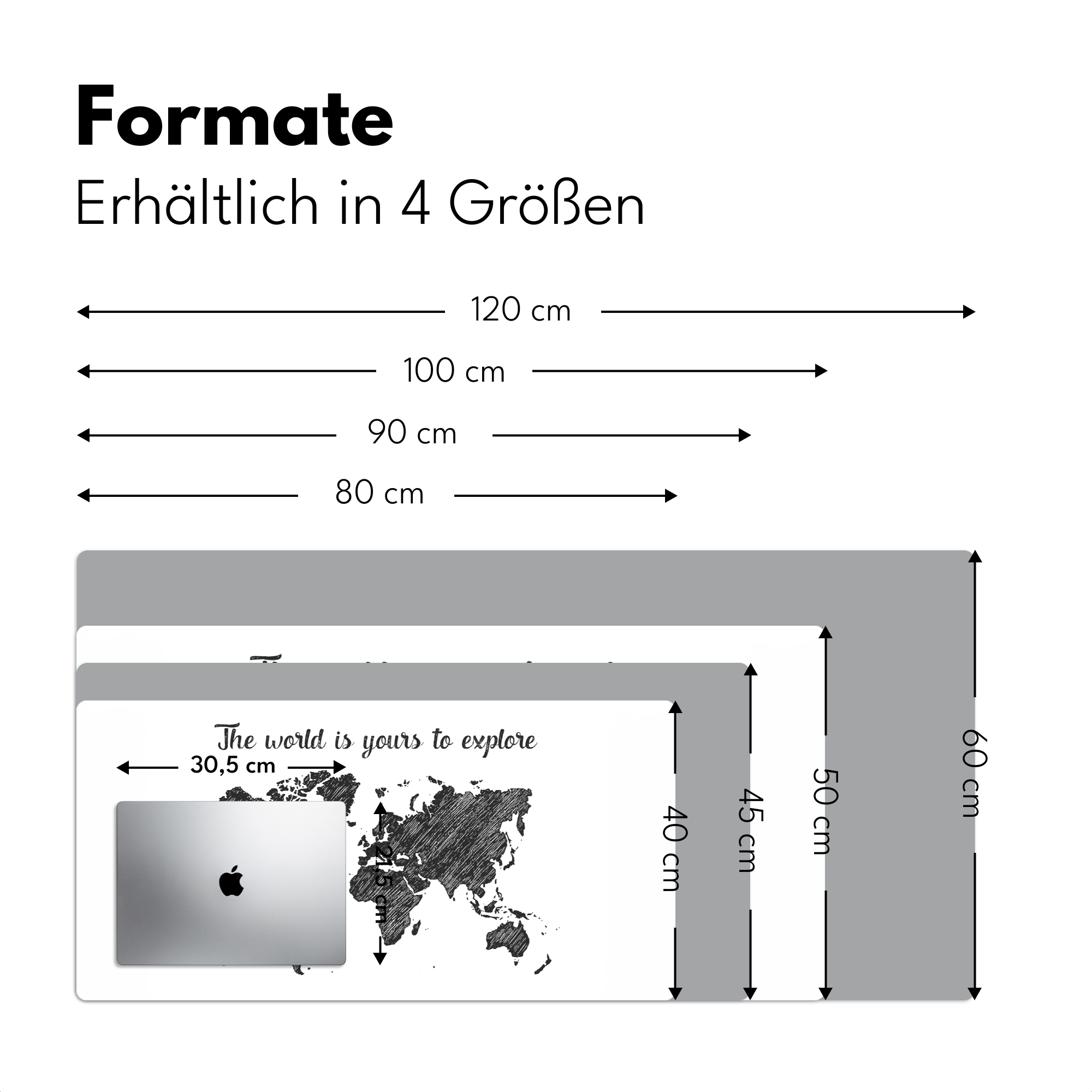 Schreibtischunterlage - Weltkarte - Zitat - Schwarz - Weiß-4