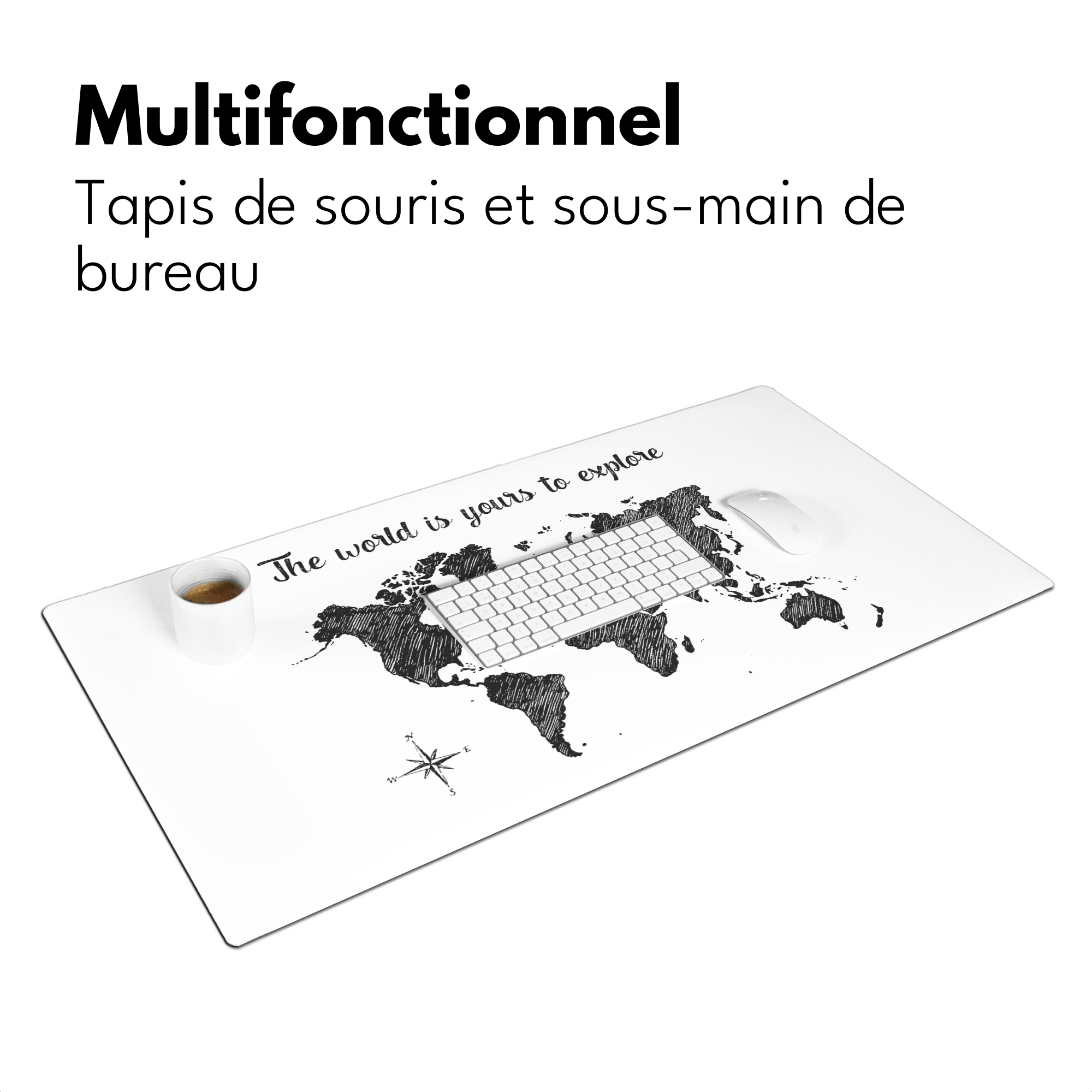 Sous main bureau - Carte du monde - Citation - Noir - Blanc-3