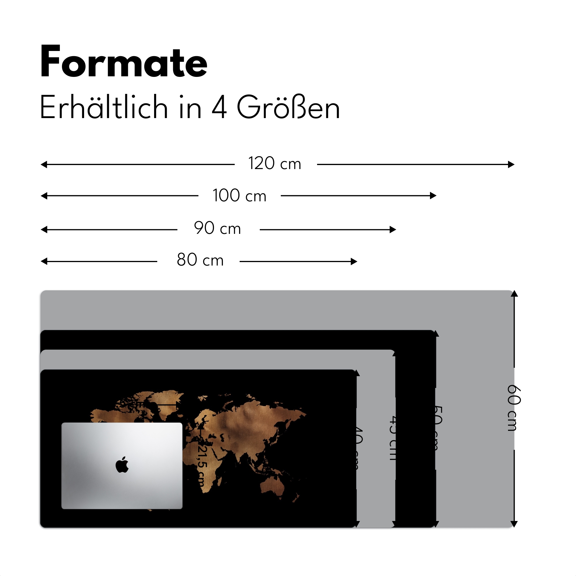 Schreibtischunterlage - Weltkarte - Leder - Braun-4