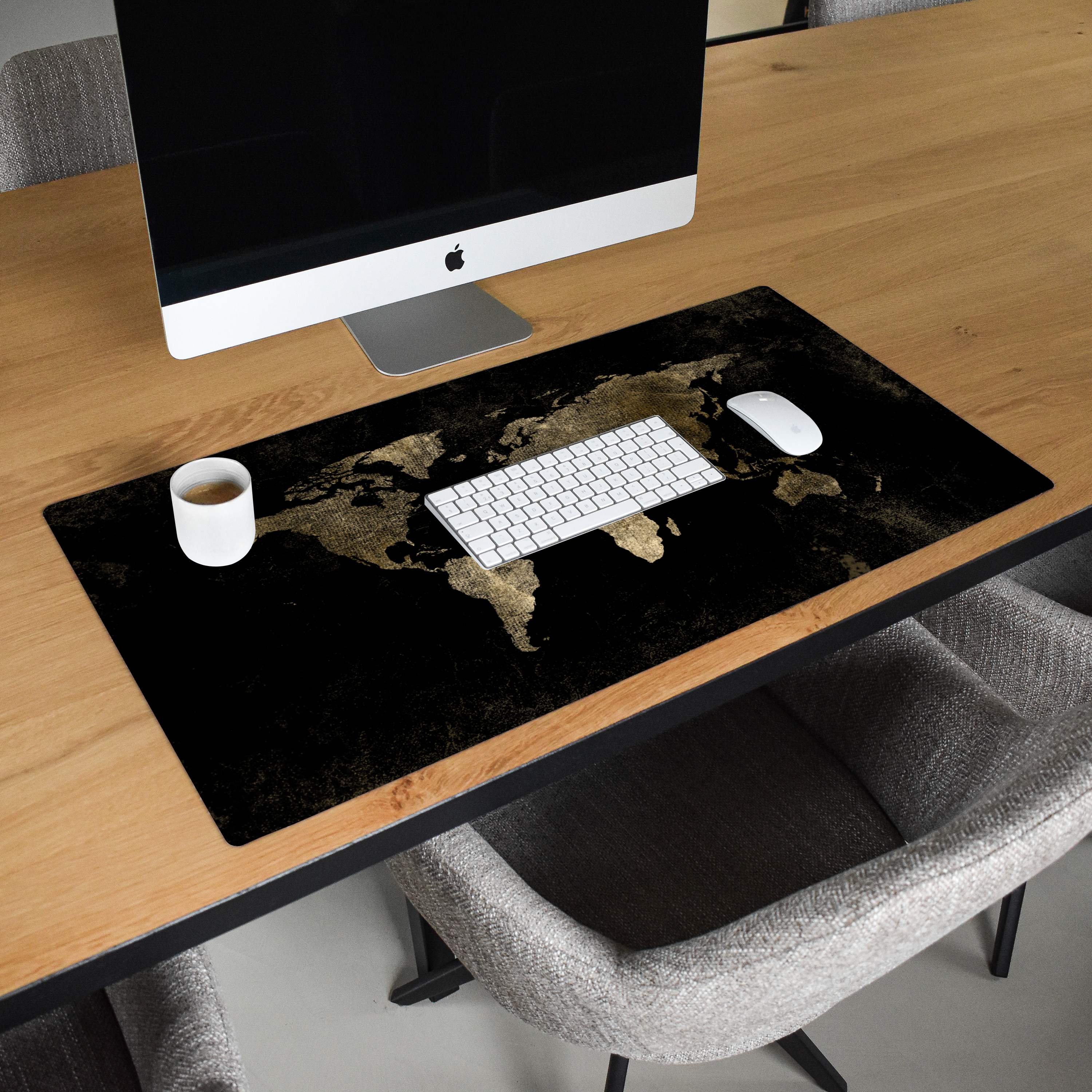Schreibtischunterlage - Weltkarte - Schwarz - Gold-2