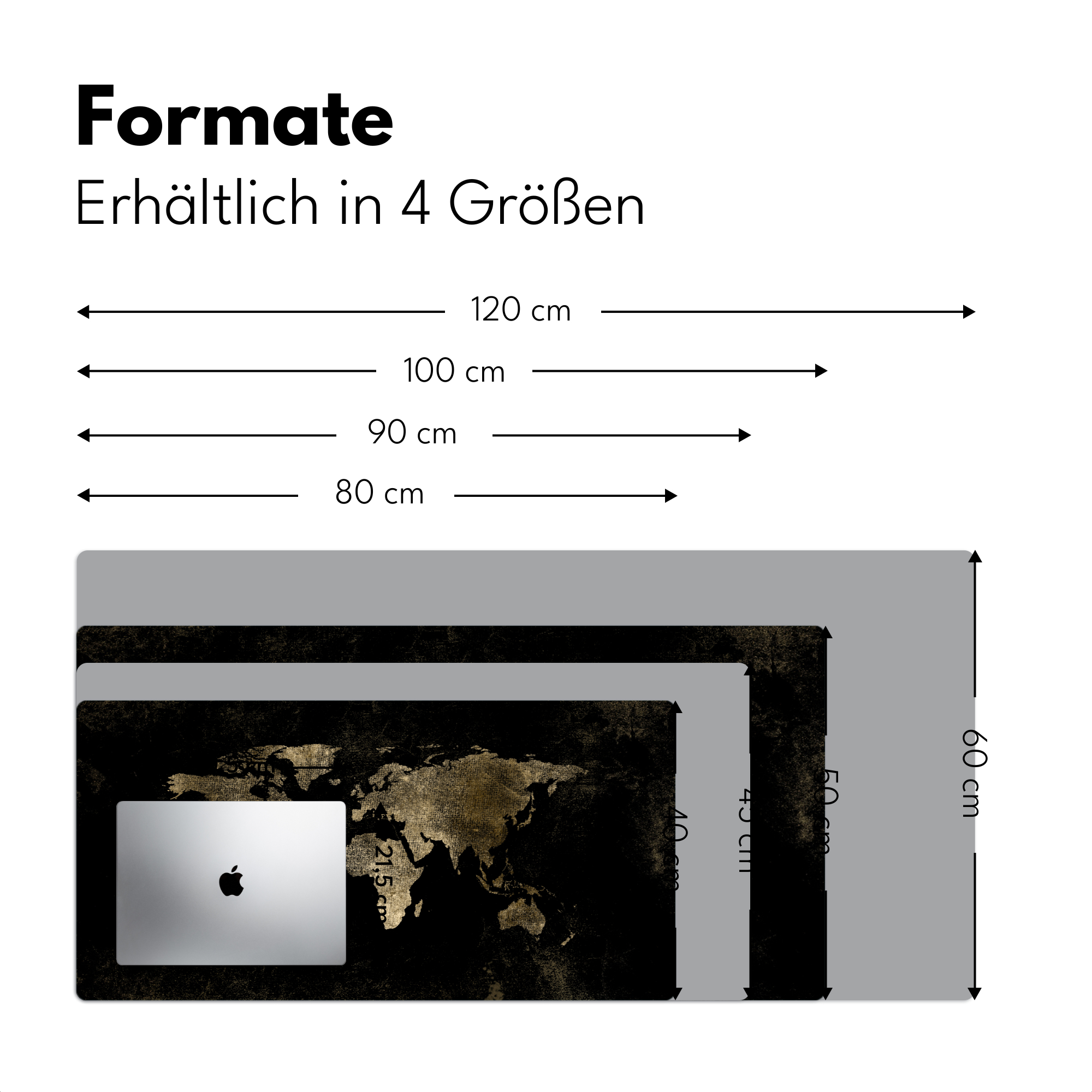 Schreibtischunterlage - Weltkarte - Schwarz - Gold-4