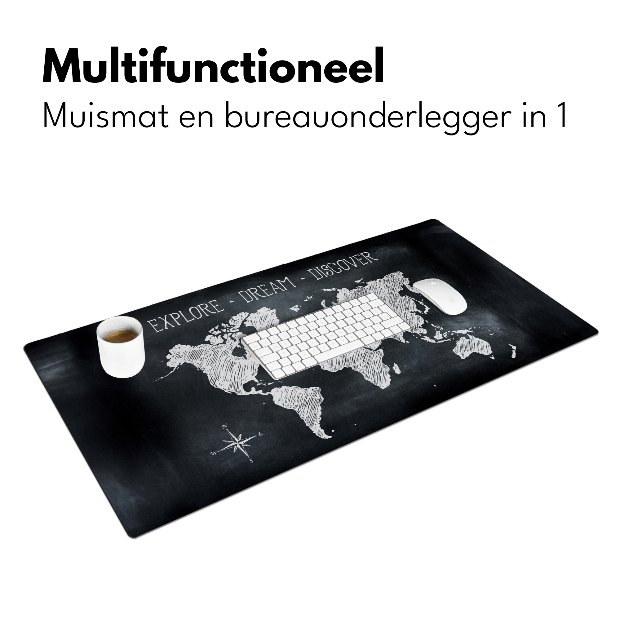 Bureau onderlegger - Wereldkaart - Krijtbord - Quote-3