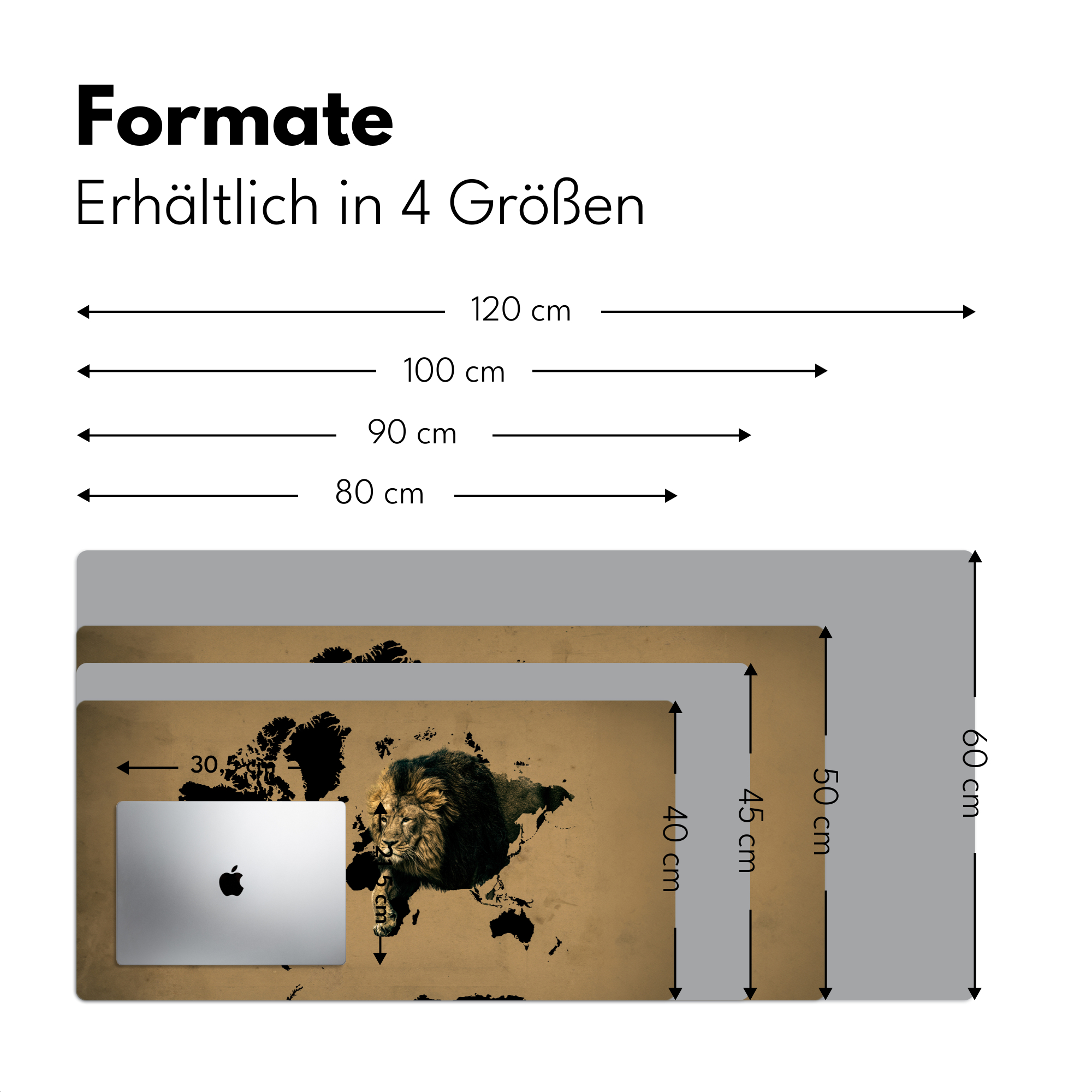 Schreibtischunterlage - Weltkarte - Braun - Löwe-4