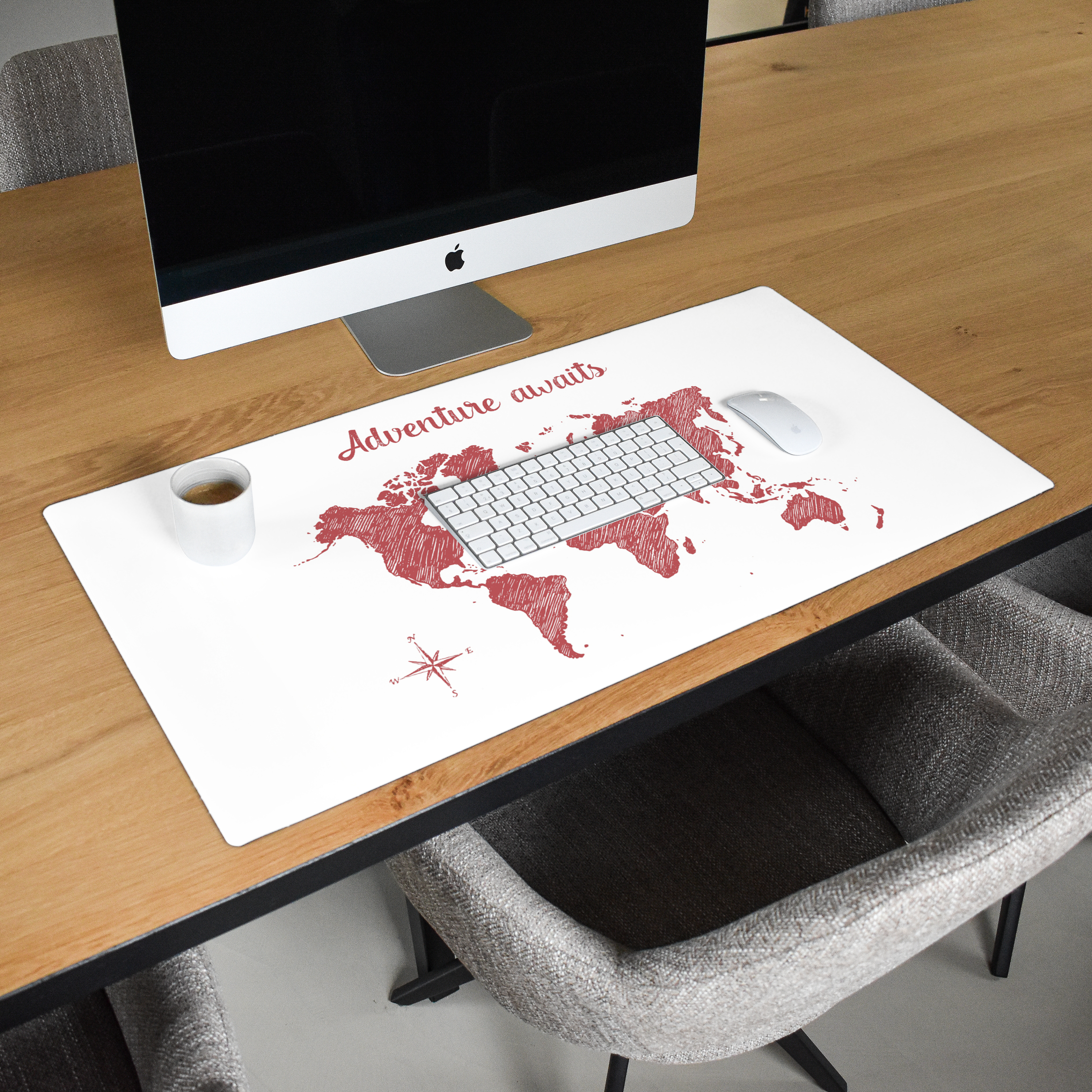 Schreibtischunterlage - Weltkarte - Rot - Zitat-2
