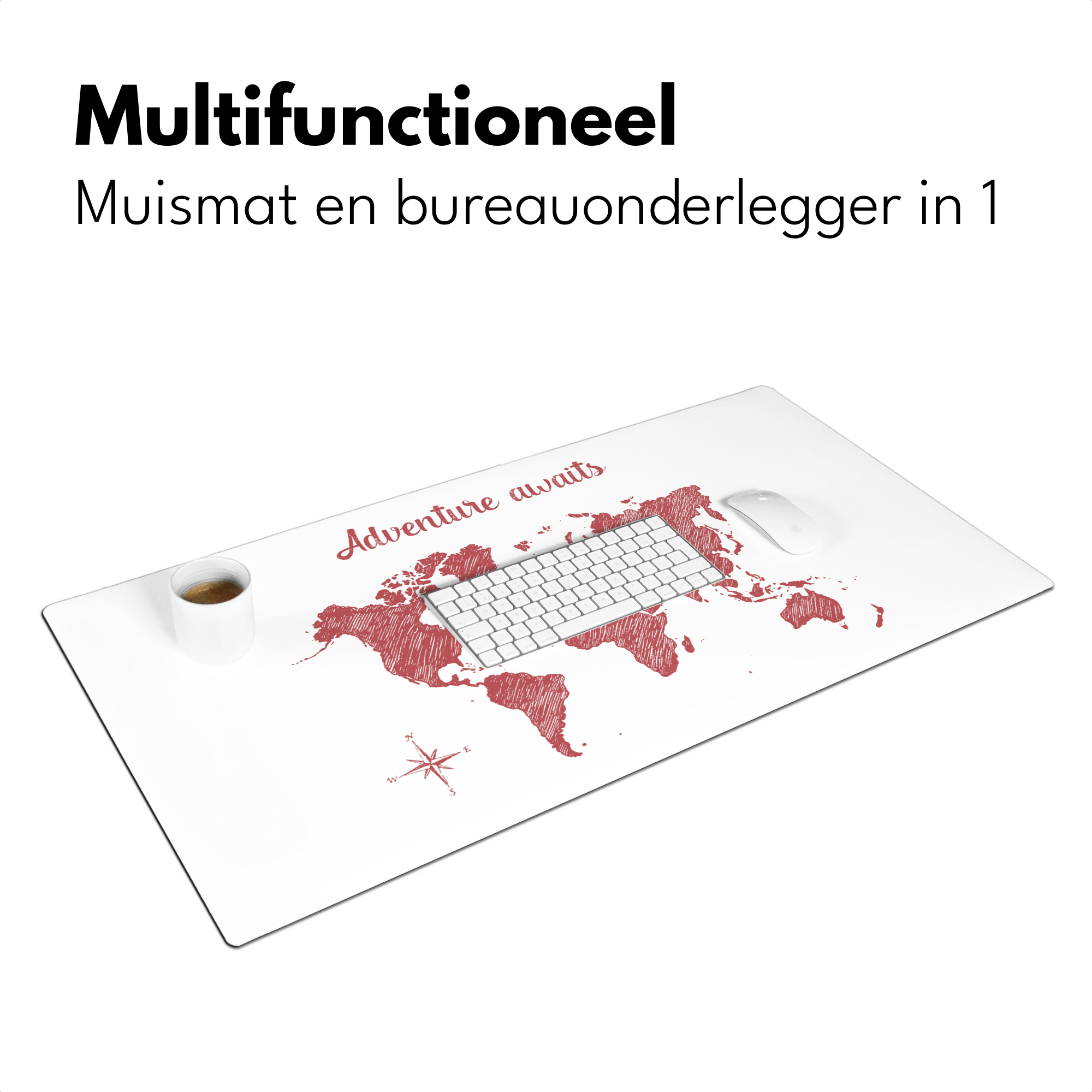 Bureau onderlegger - Wereldkaart - Rood - Quote-3