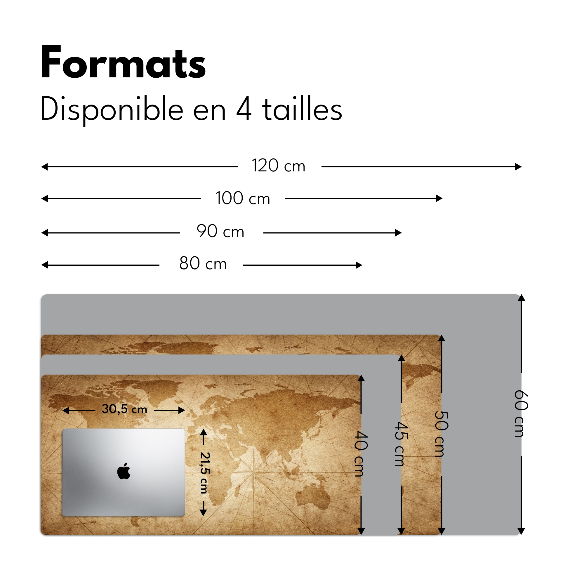 Sous main bureau - Carte du monde - Vintage - Papyrus-4