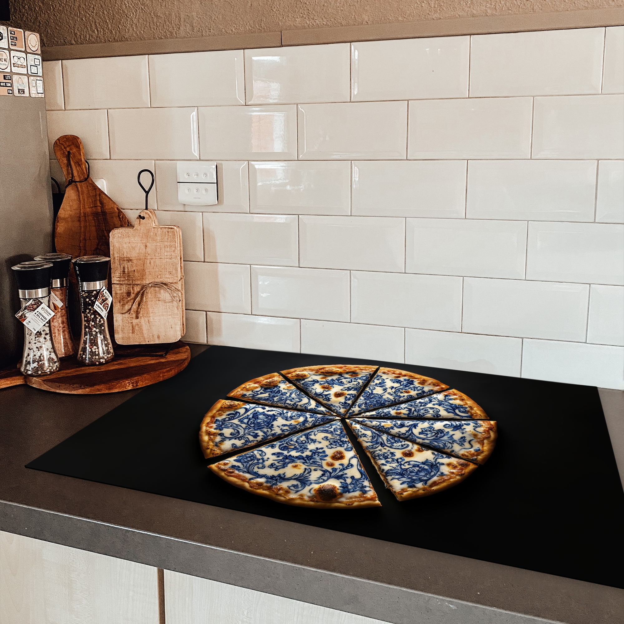 Inductiebeschermer - Pizza - Eten - Delftsblauw-3