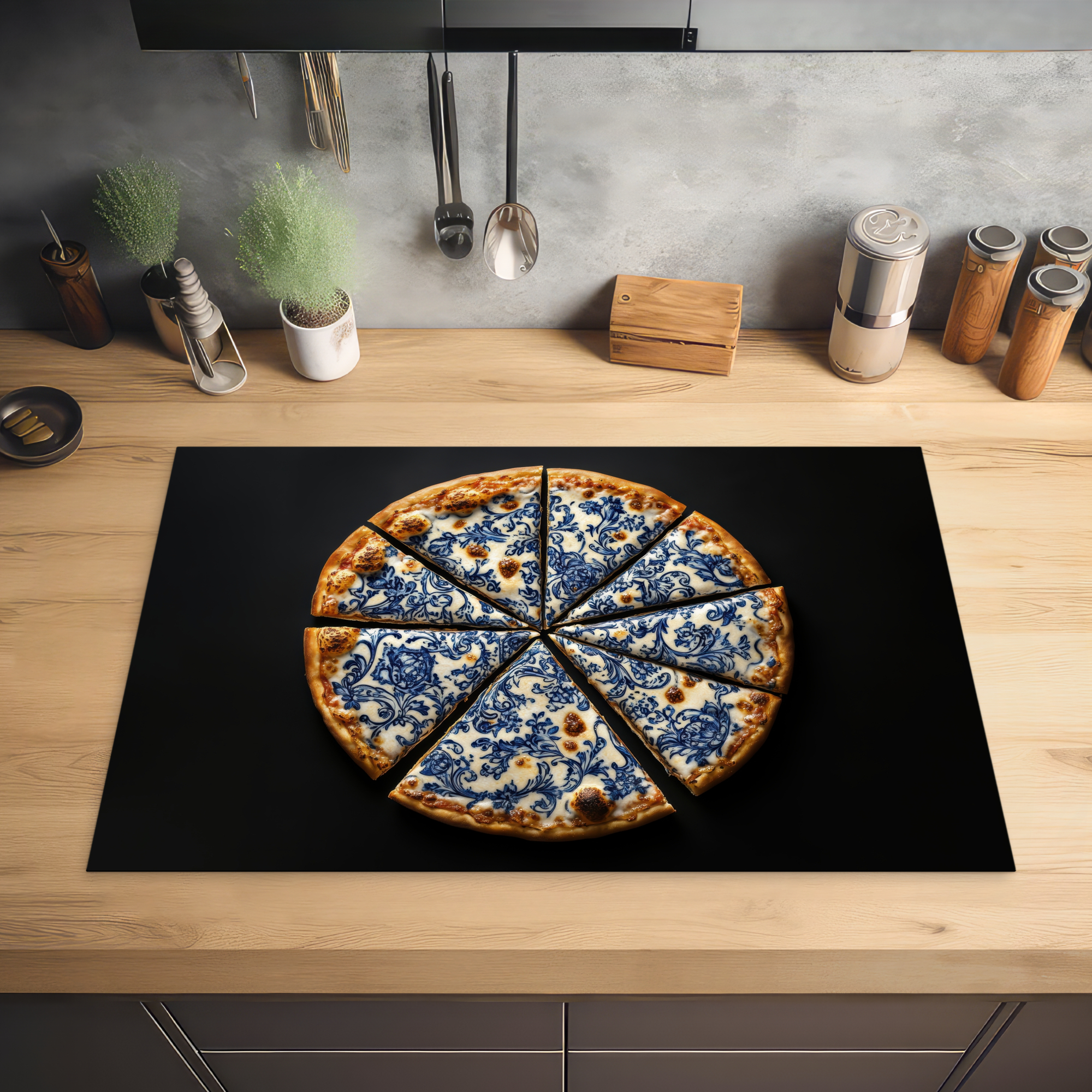 Inductiebeschermer - Pizza - Eten - Delftsblauw-2