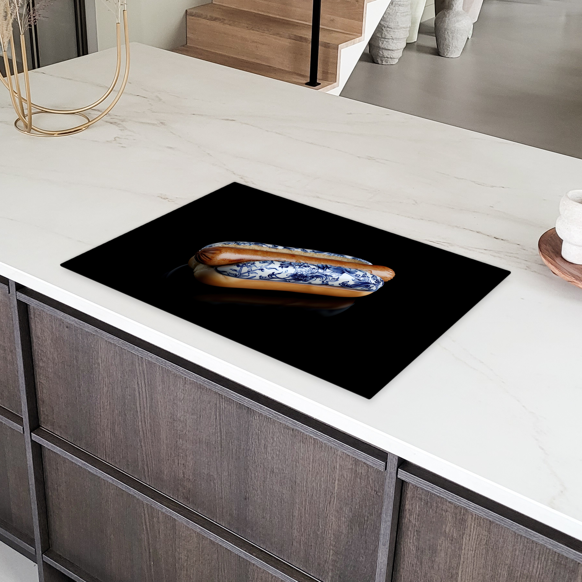 Inductiebeschermer - Hotdog - Porselein - Delfts blauw - Eten-4
