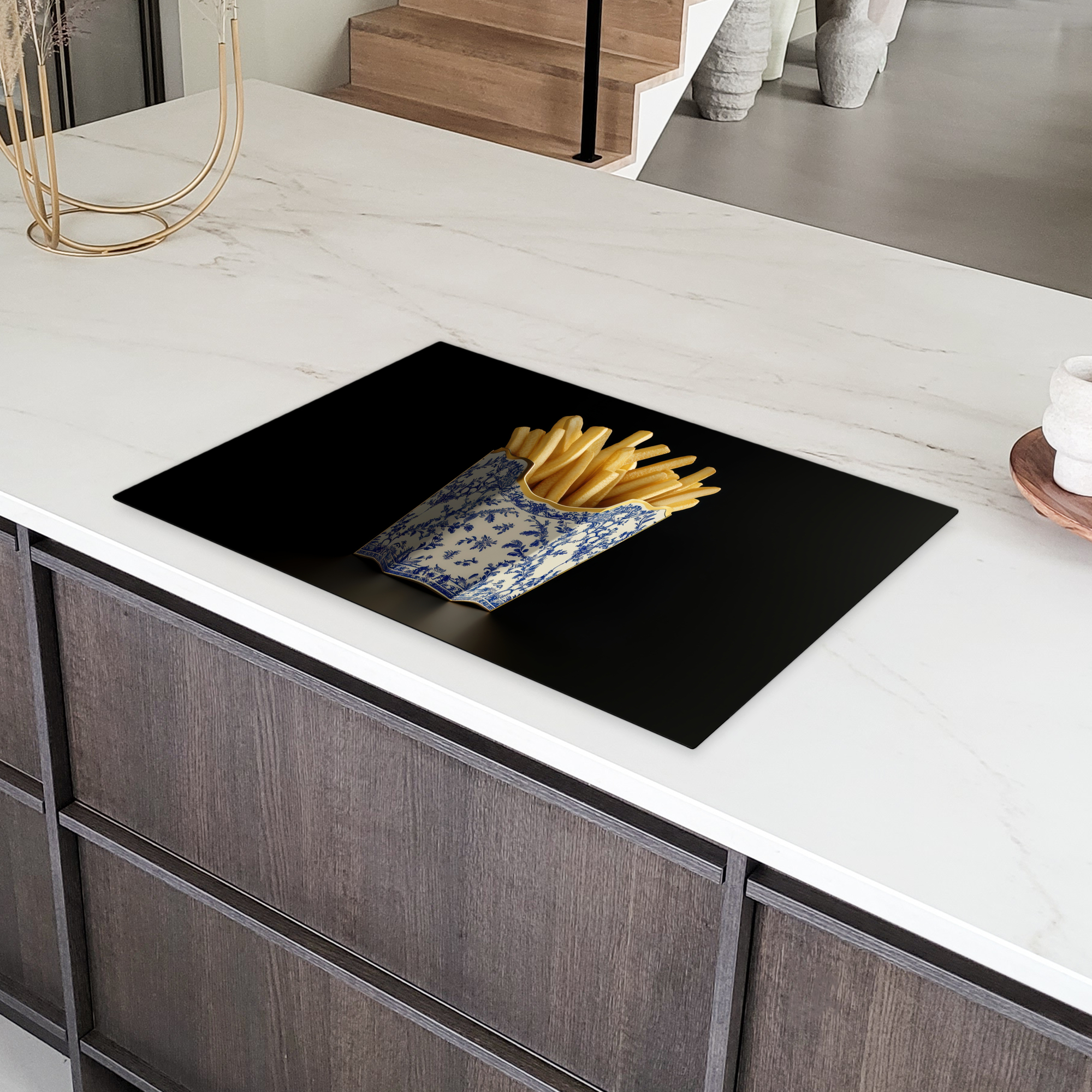 Inductiebeschermer - Friet - Porselein - Delfts blauw - Eten-4