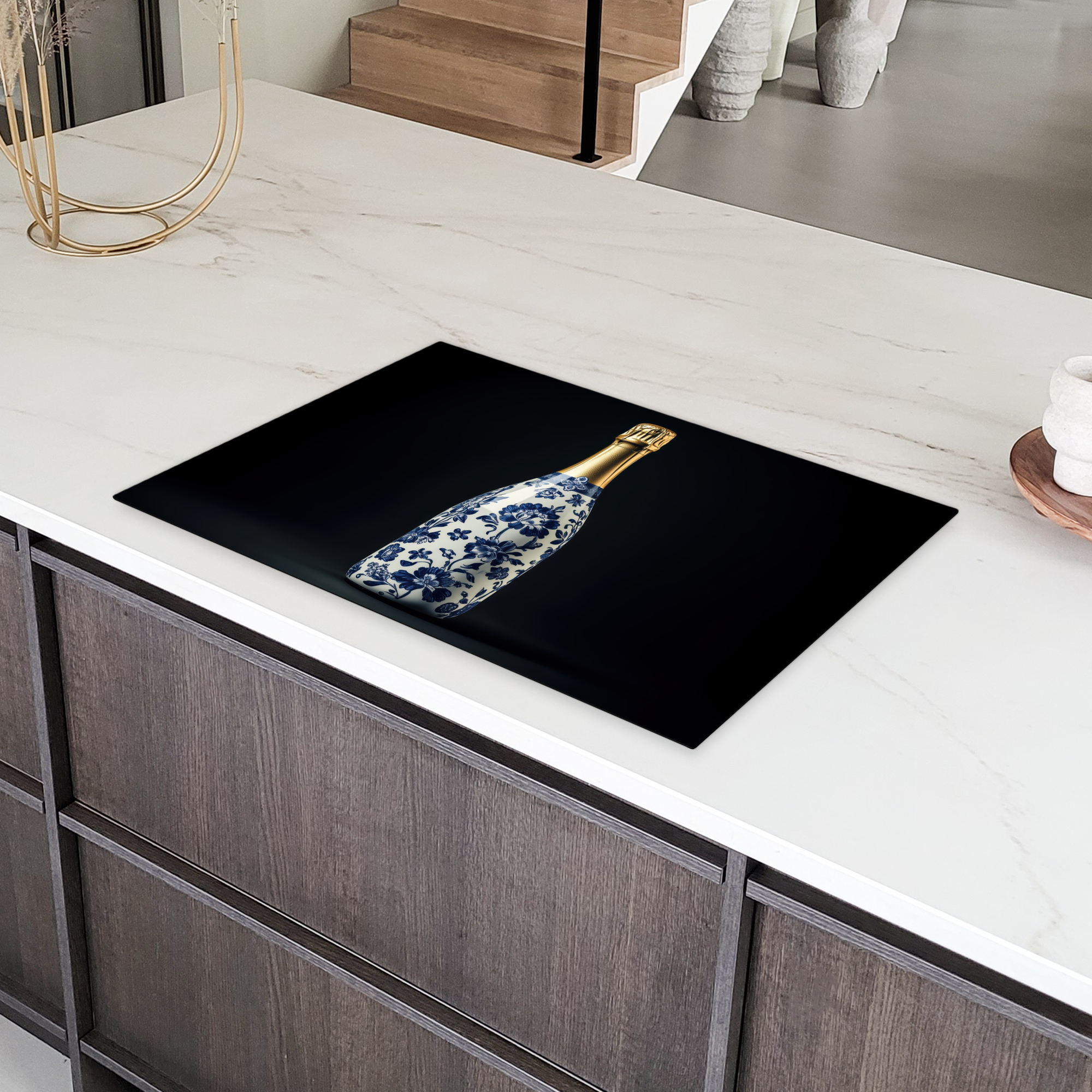 Inductiebeschermer - Champagne - Bloemen - Goud - Chique-4