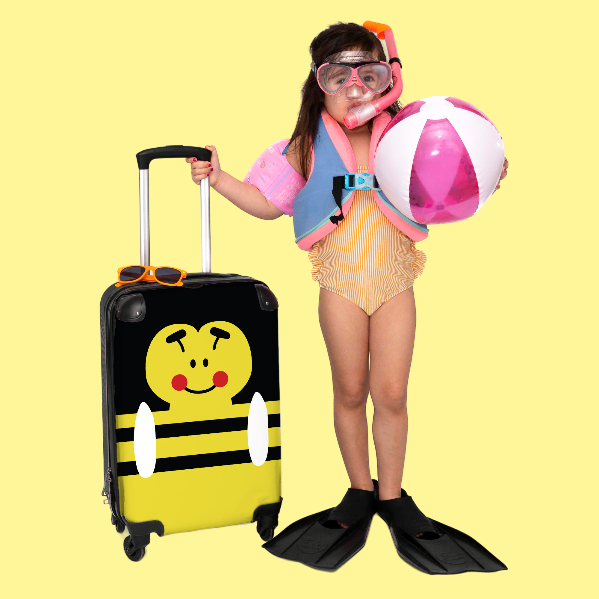 Koffer - Dierenportret - bij - geel-3