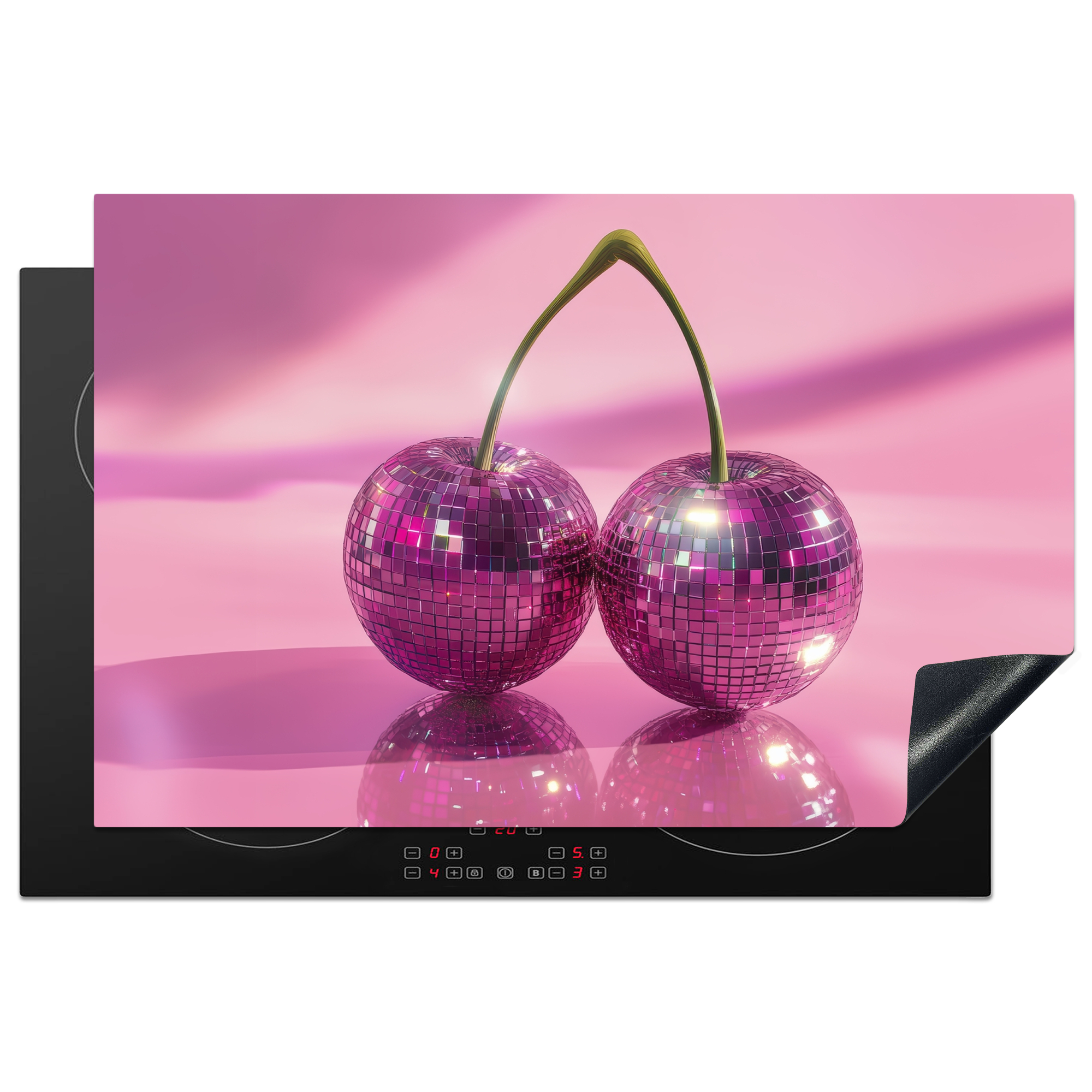 Inductiebeschermer - Glitter - Discobol - Roze - Kersen